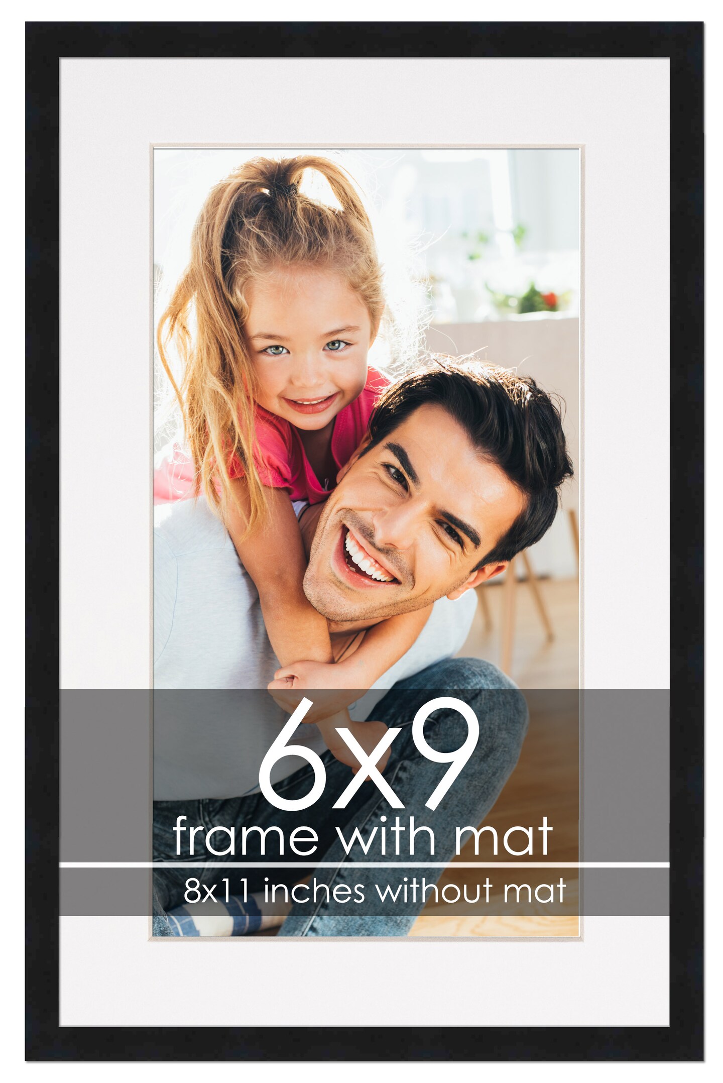 Modern Black Frame with White Photo Mat, UV Acrylic Front, Foam Board Backing, 60 Sizes Available
