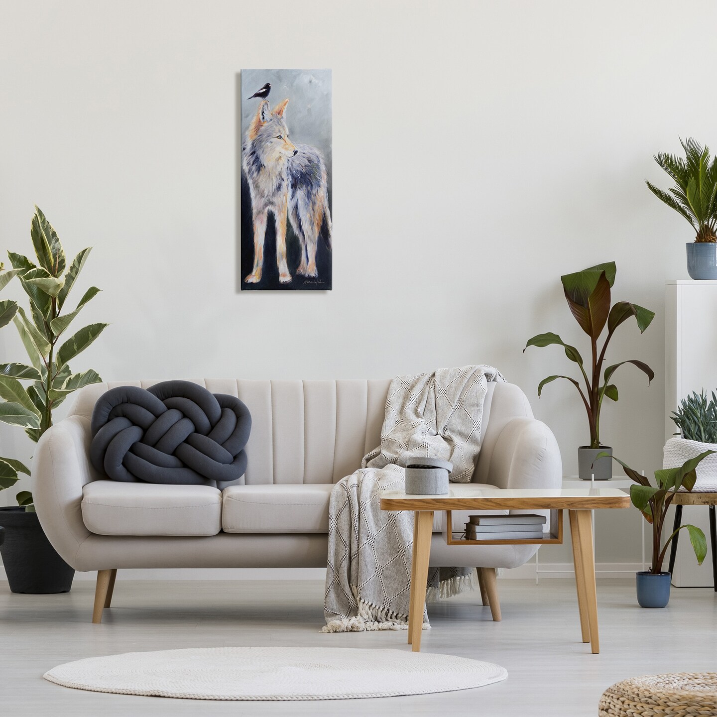 Stupell Industries Wild Coyote &#x26; Black Bird Canvas Wall Art