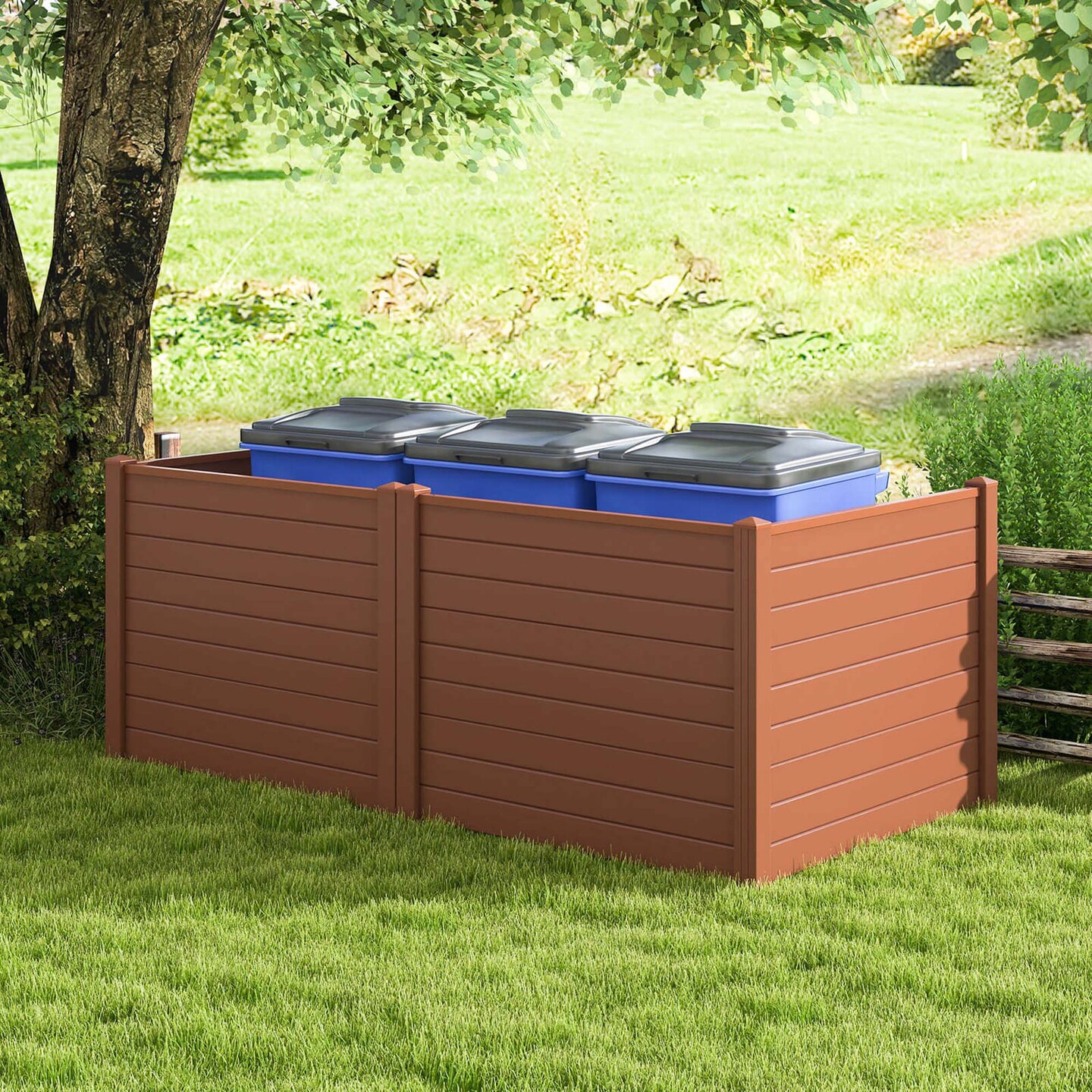 Costway 2/4 Pack 48&#x22; x 37.5&#x22; Air Conditioner Fence Screen Panel Kit with 3 Ground Stakes Brown