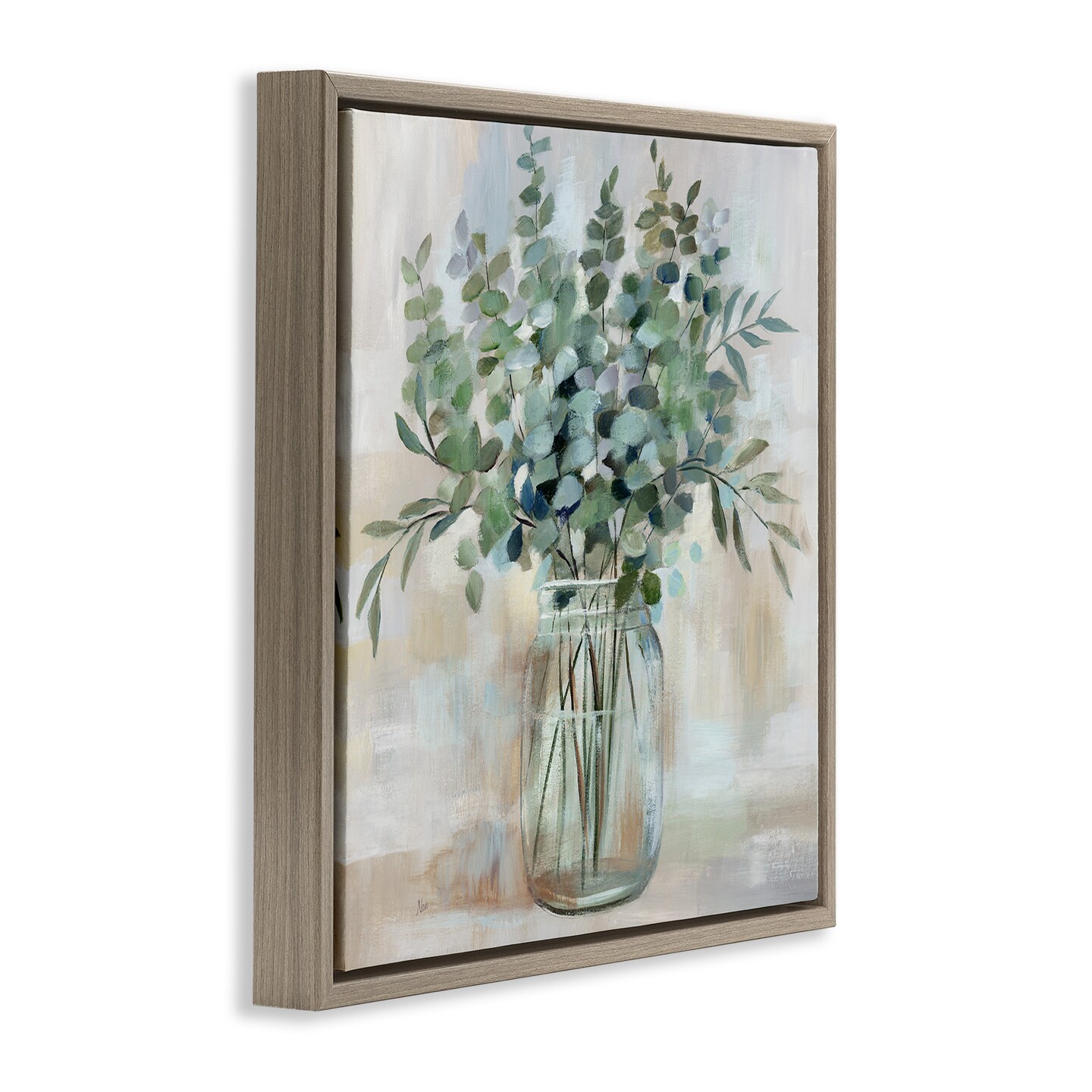 Stupell Industries Soothing Eucalyptus Herb Arrangement Framed Floater Canvas Wall Art