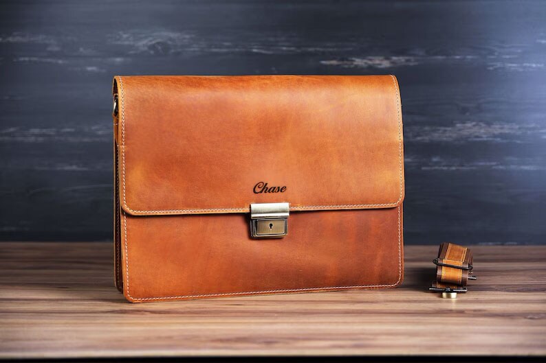Appreciation Gift for Teacher,MacBook Bag,Personalized Leather Messenger Bag,Thank You Gift for Coworkers,Back to School Gift,Laptop Bag product 7