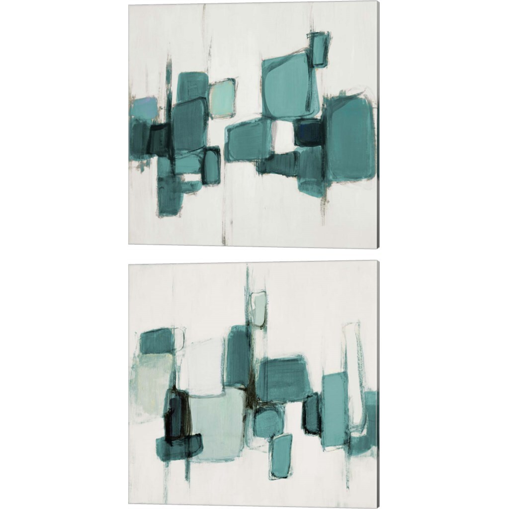Teal Cityside by Lanie Loreth 14" x 14" Canvas Wall Art (Set of 2)