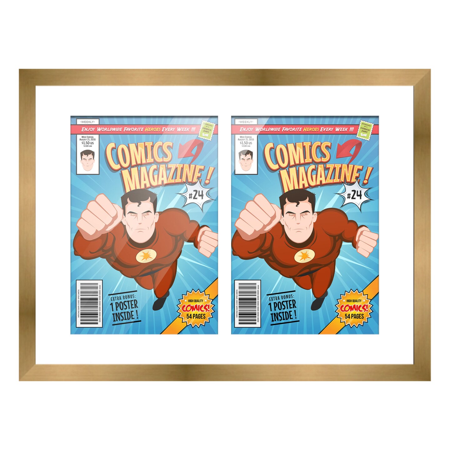 Comic Book Frame with Mat for 2 Golden Age Comics Published Between ...