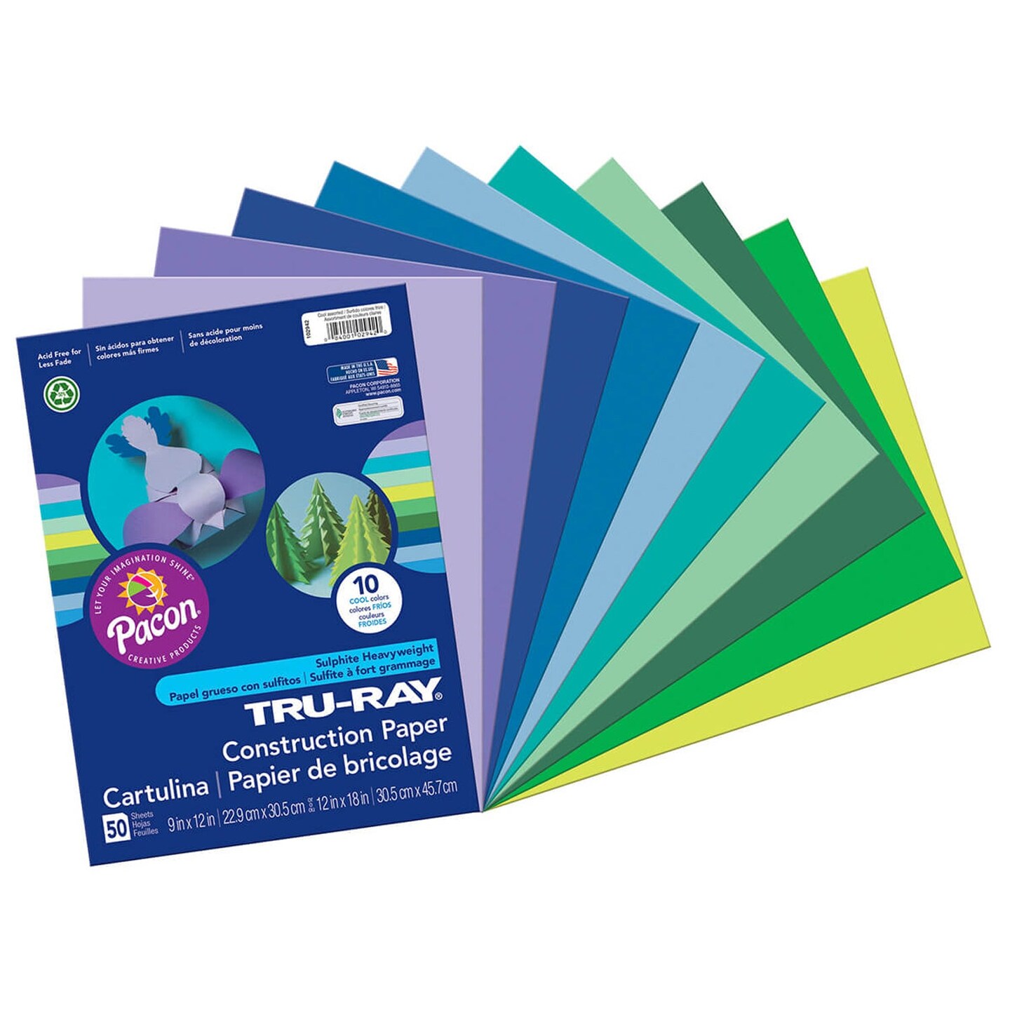 Construction Paper, Cool Assorted, 9&#x22; x 12&#x22;, 50 Sheets