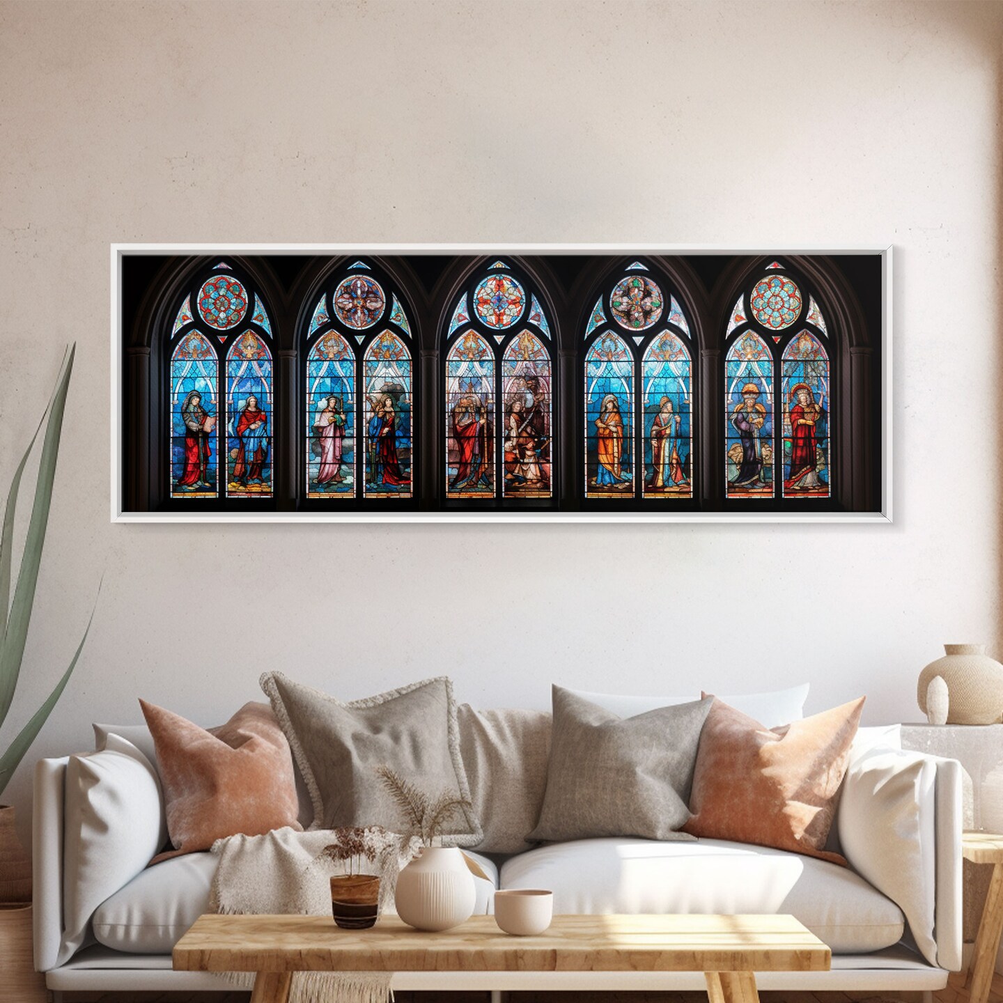 Stained Glass Windows Canvas Print, Stained Glass Painting On Canvas, Church Stained Glass Windows Fine Art Print 65-168 product 3