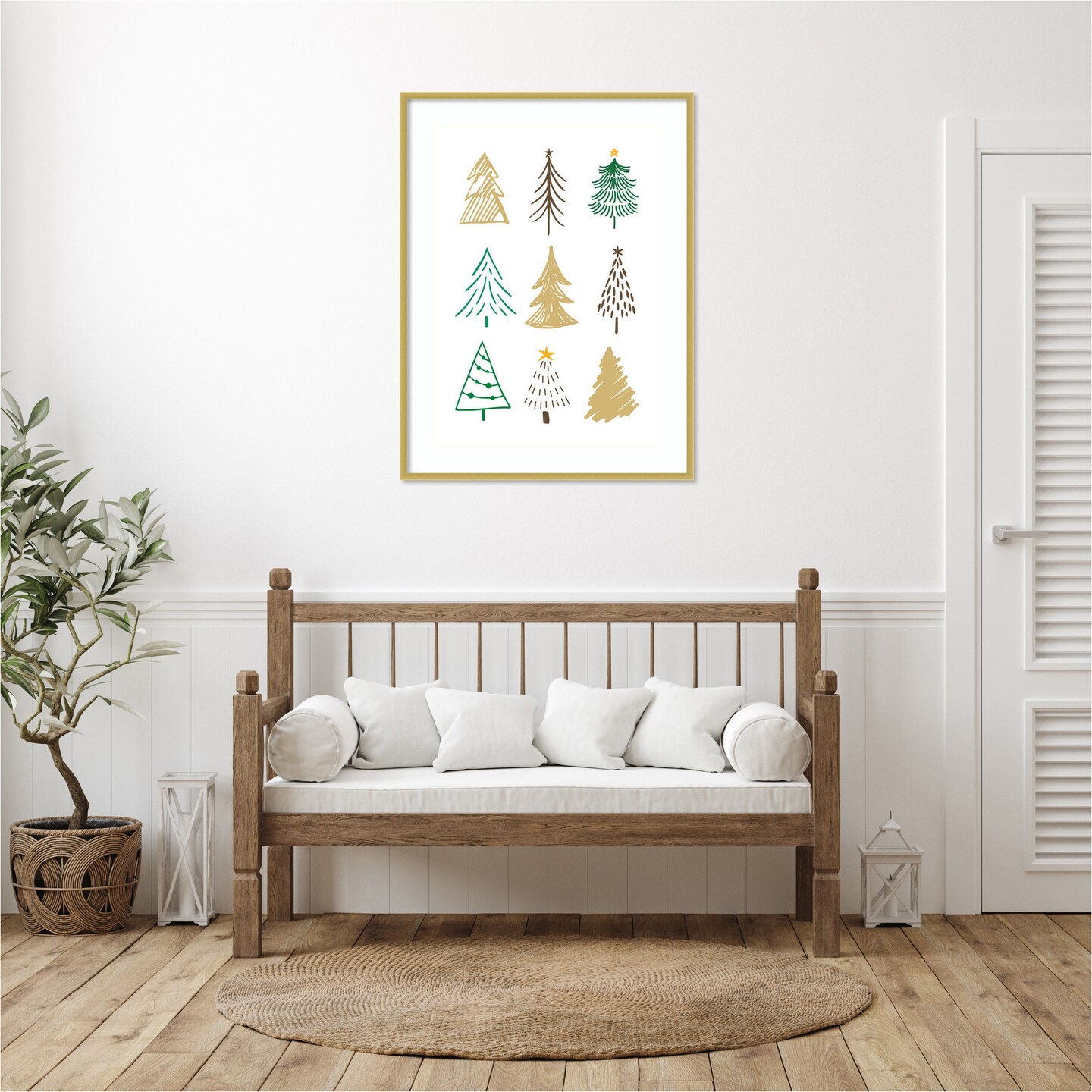 Christmas Trees 1 by Kristina N. Wood Framed Wall Art Print