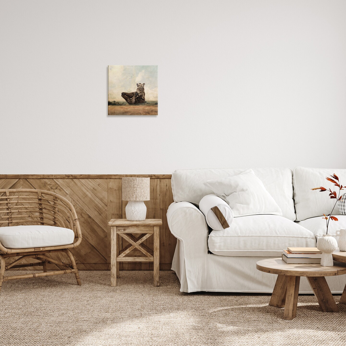 Stupell Industries Bear Holding Paws Watching Sunset Canvas Wall Art