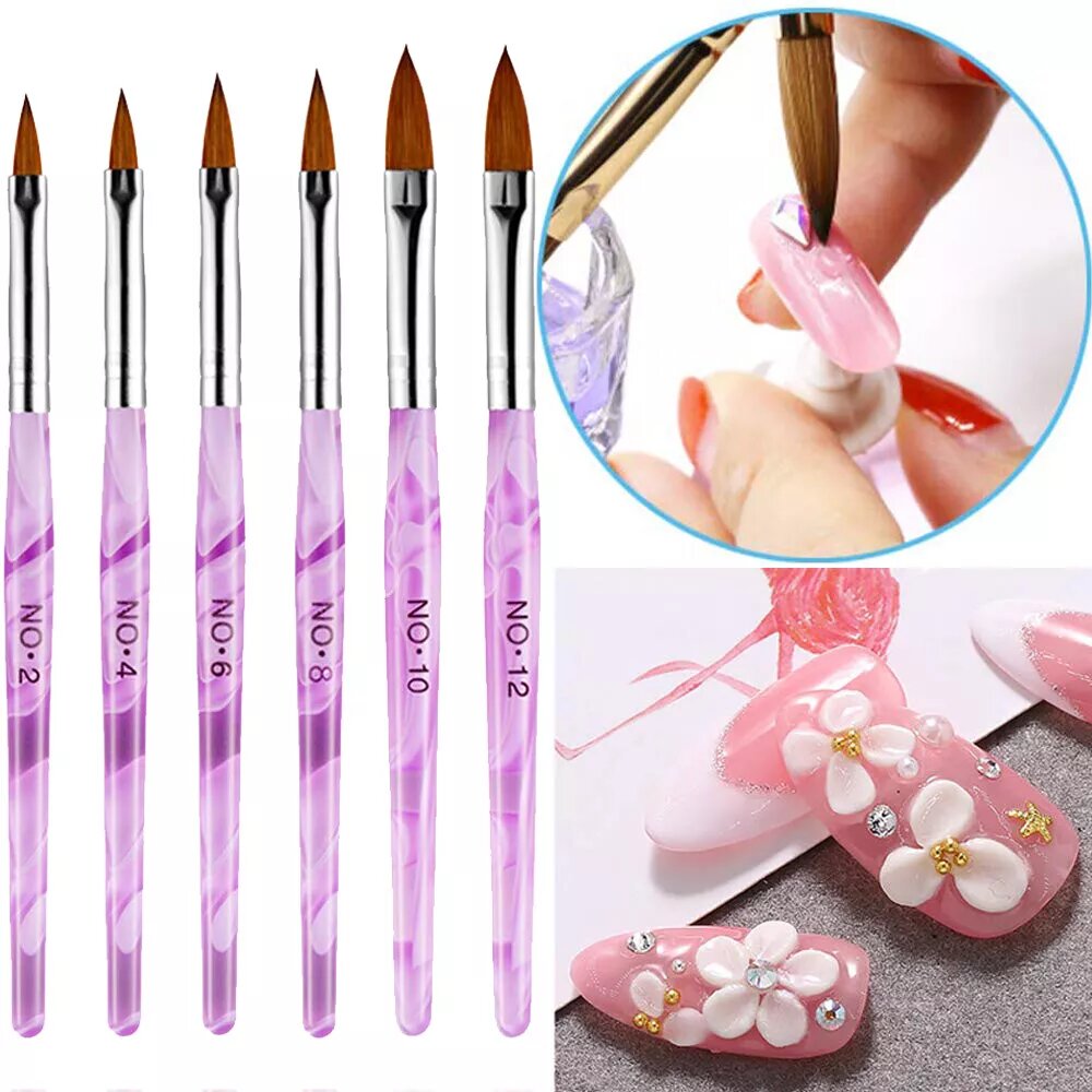 Kitcheniva 6 Pcs Acrylic Nail Art Brush Set