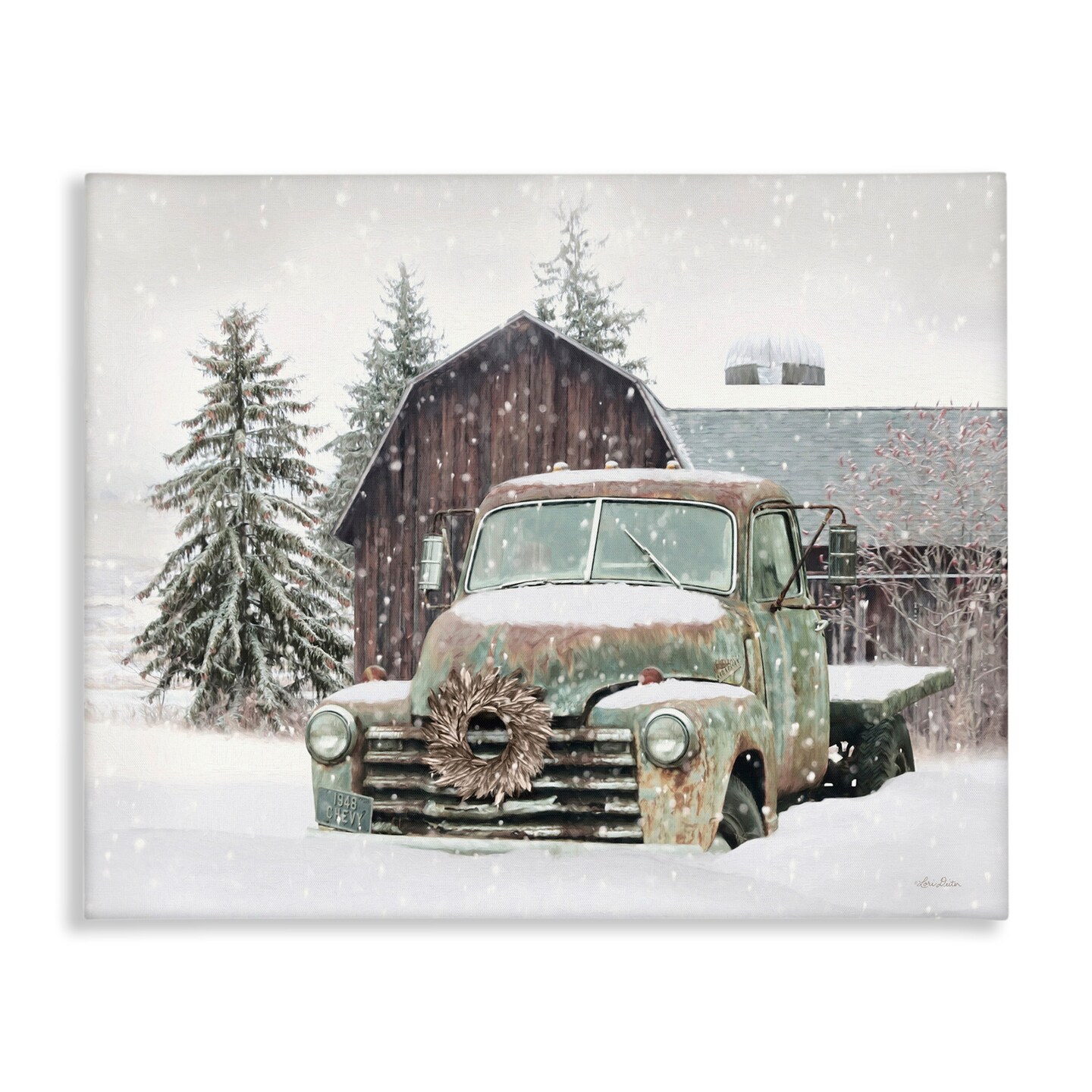 Stupell Industries Winter Rural Vintage Truck &#x26; Barn Canvas Wall Art