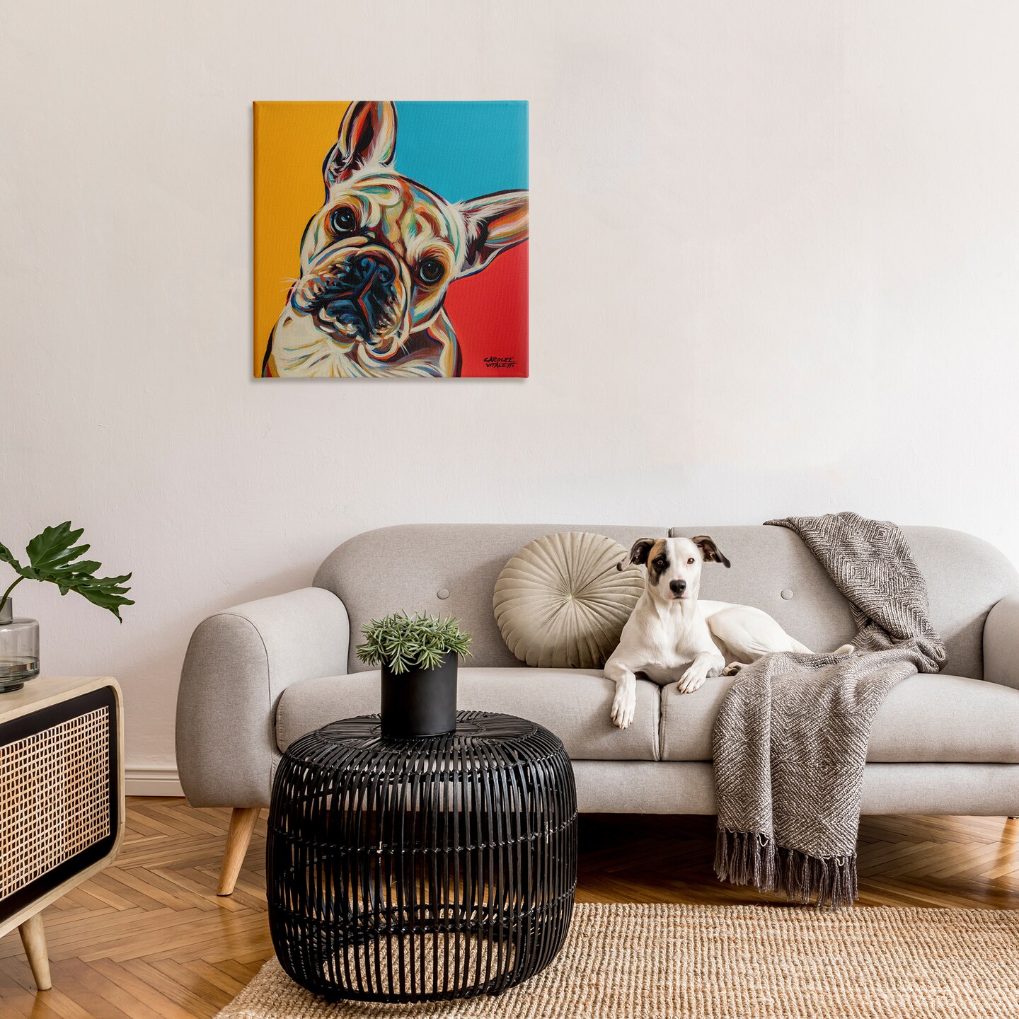 Stupell Industries French Bulldog Pop Portrait Canvas Wall Art