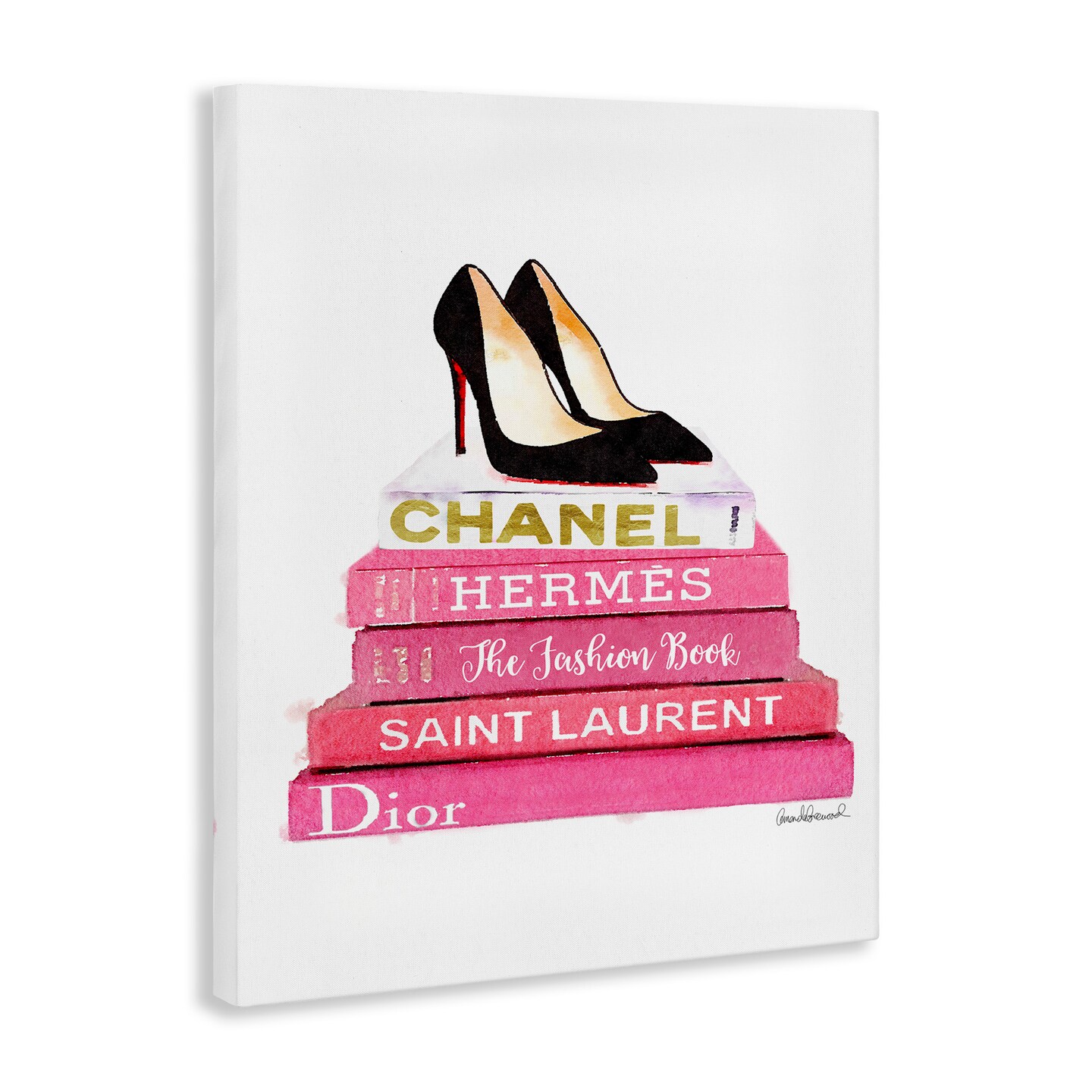 Stupell Industries Glam Pink Fashion Books Pump Heels Canvas Wall Art