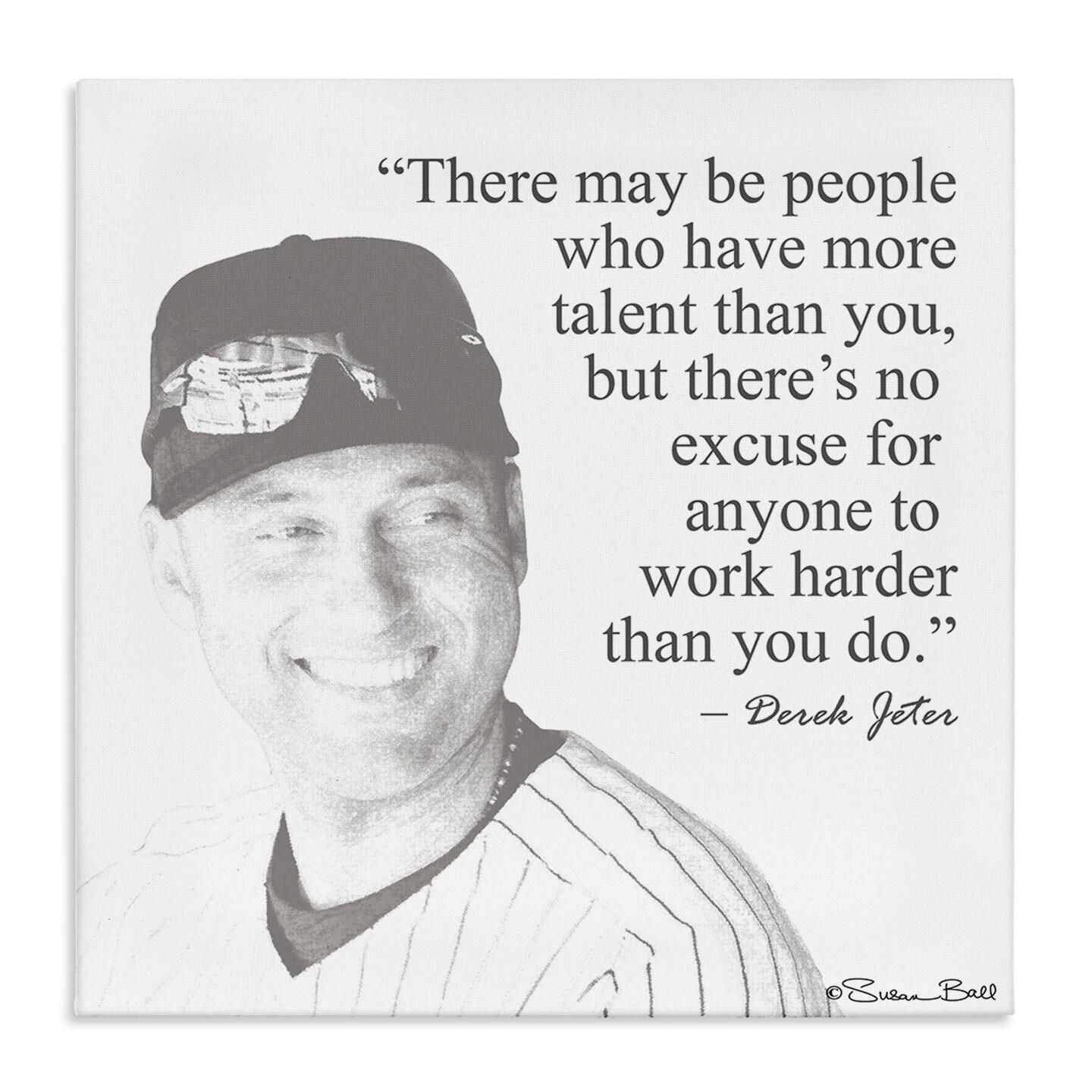 Stupell Industries Work Hard Derek Jeter Quote Canvas Wall Art