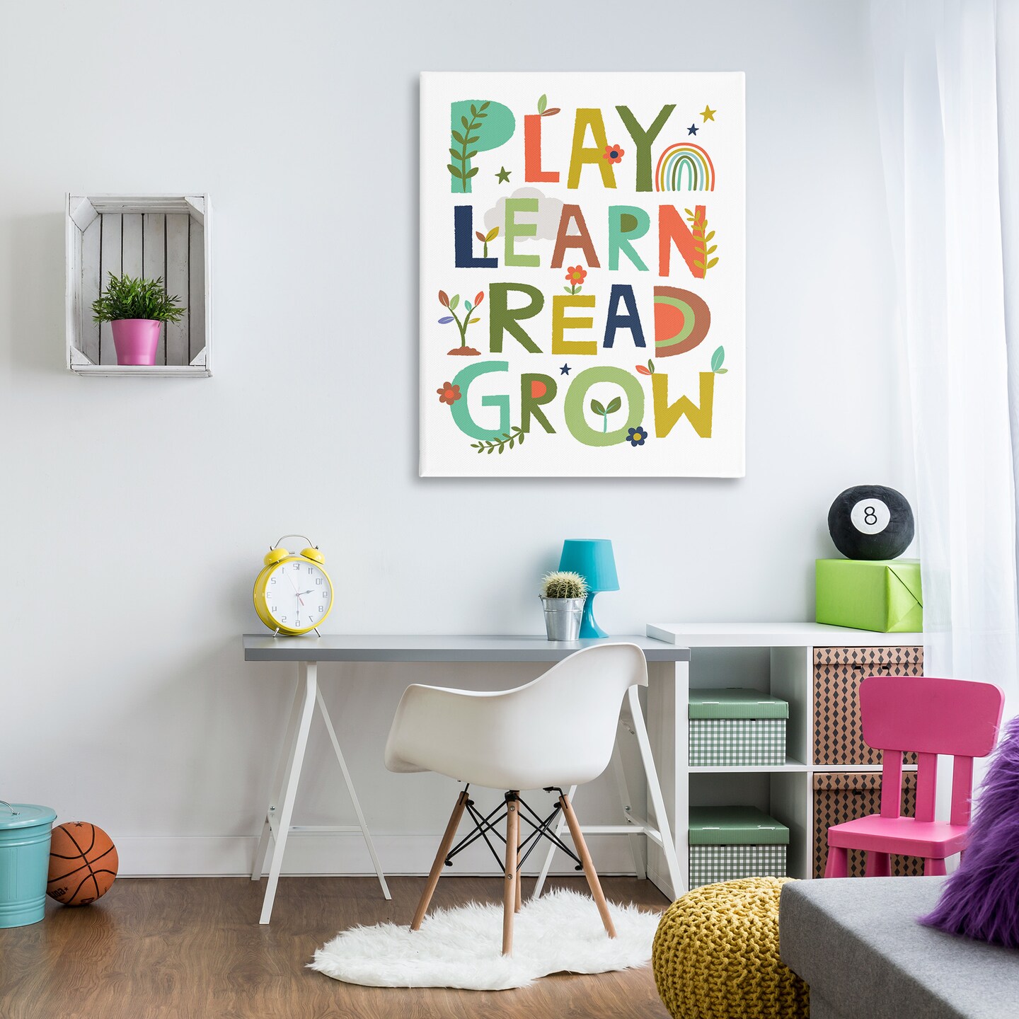 Stupell Industries Play Learn Read Grow Typography Canvas Wall Art