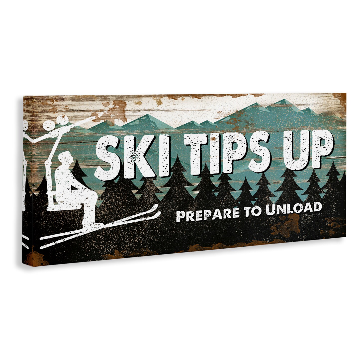 Stupell Industries Winter Rustic Mountain Skiing Canvas Wall Art