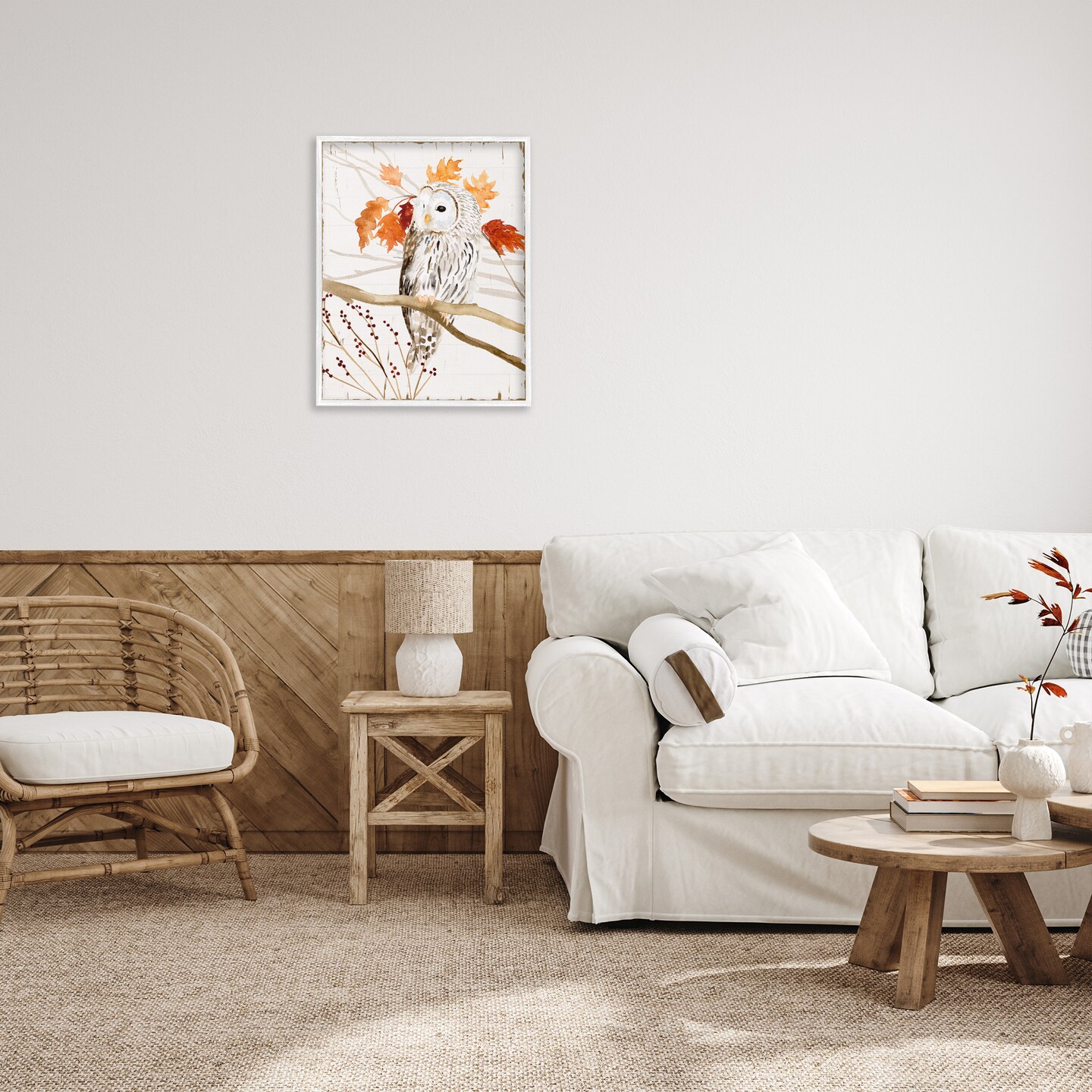 Stupell Industries Owl In Autumnal Forest Framed Giclee Art