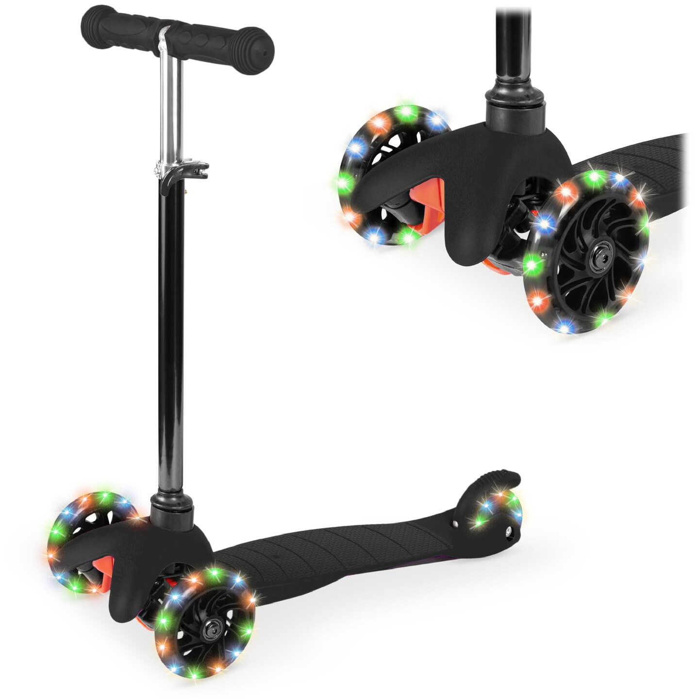 Best Choice Products Kids Mini Kick Scooter Toy w/ Light-Up Wheels and Height Adjustable T-Bar