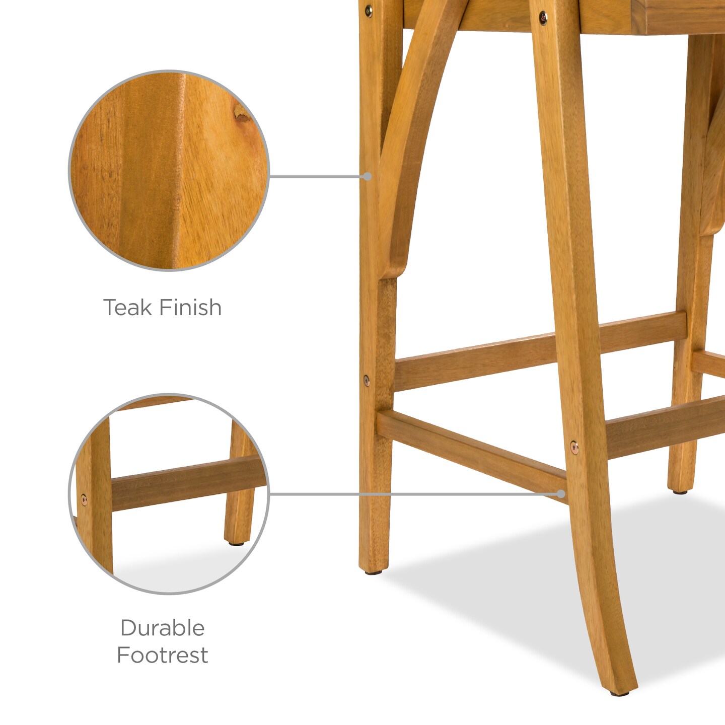 Best Choice Products Set of 2 Outdoor Acacia Wood Bar Stools Bar Chairs w/ Weather-Resistant Cushions