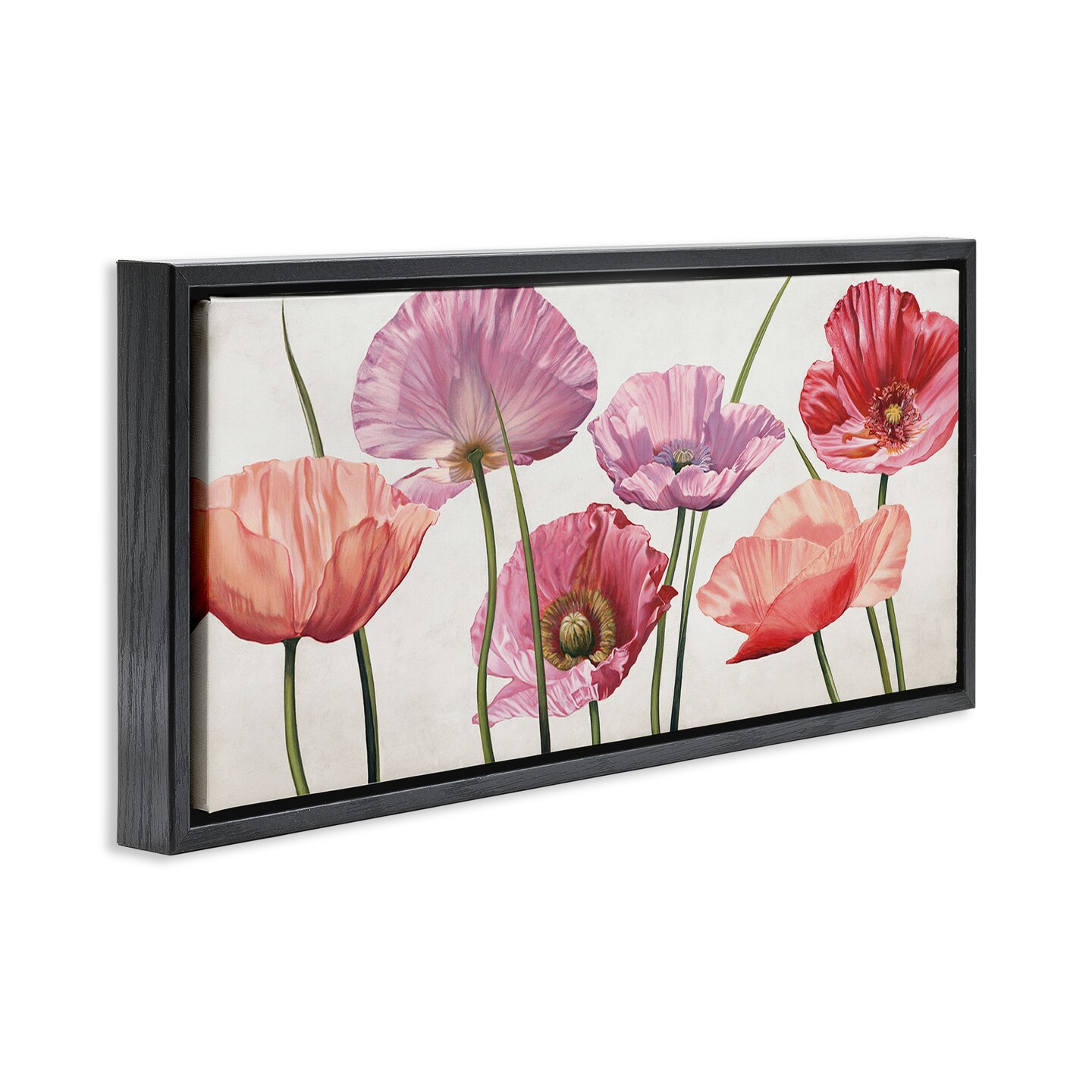 Stupell Industries Mixed Poppies with Vivid Petals Framed Floater Canvas Wall Art