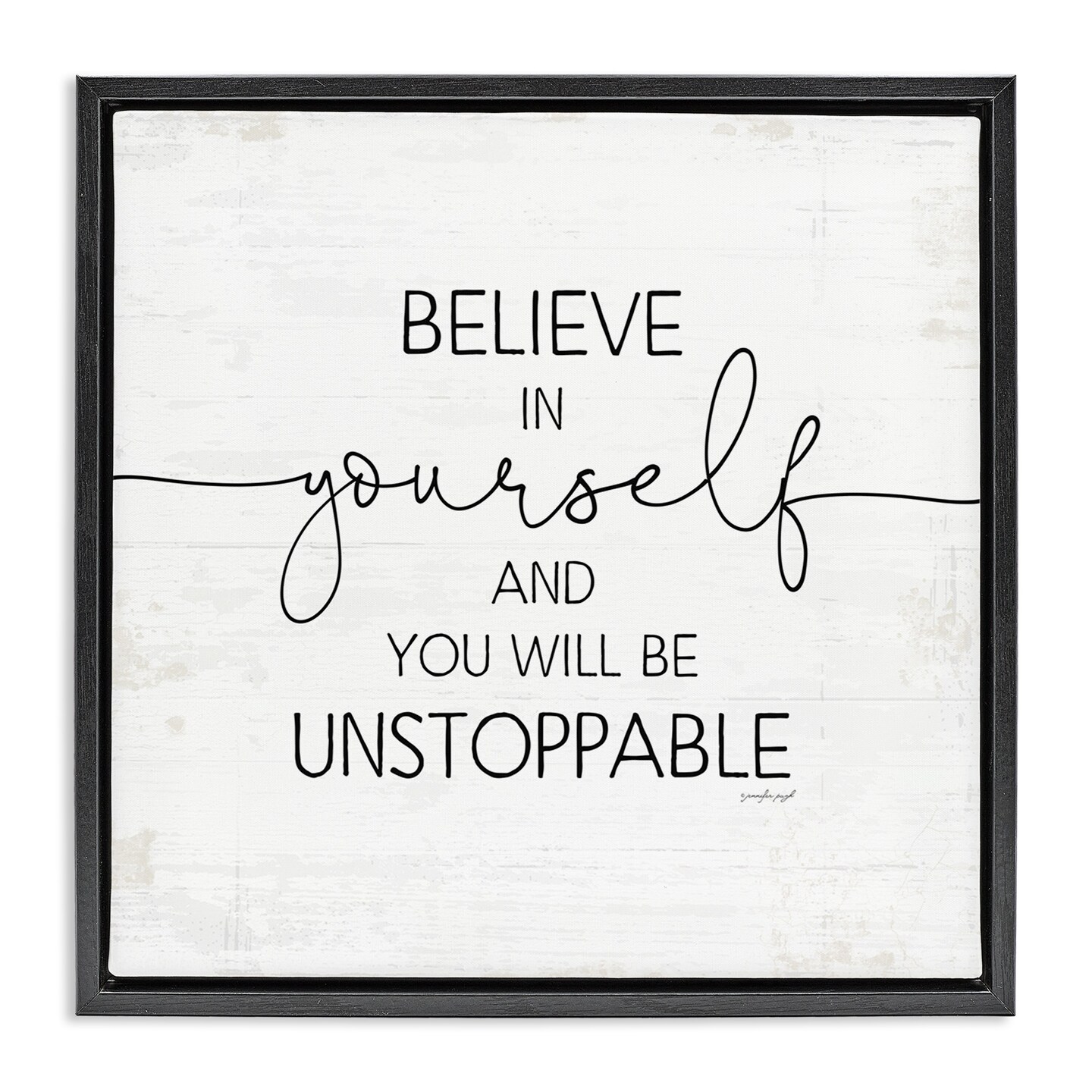 Stupell Industries Believe In Yourself Inspirational Framed Floater Canvas Wall Art