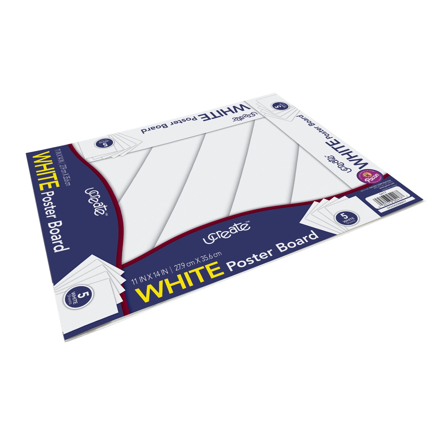 Poster Board, White, 11&#x22; x 14&#x22;, 5 Sheets