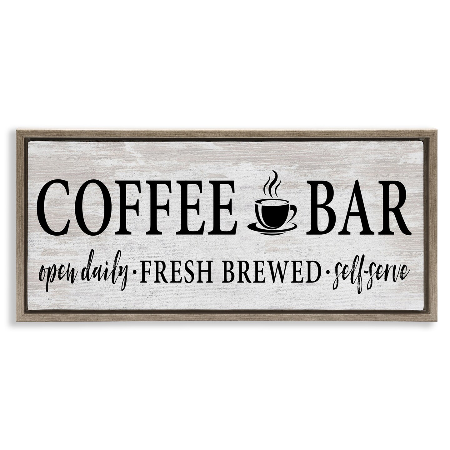 Stupell Industries Coffee Bar Cafe Rustic Sign Framed Floater Canvas Wall Art