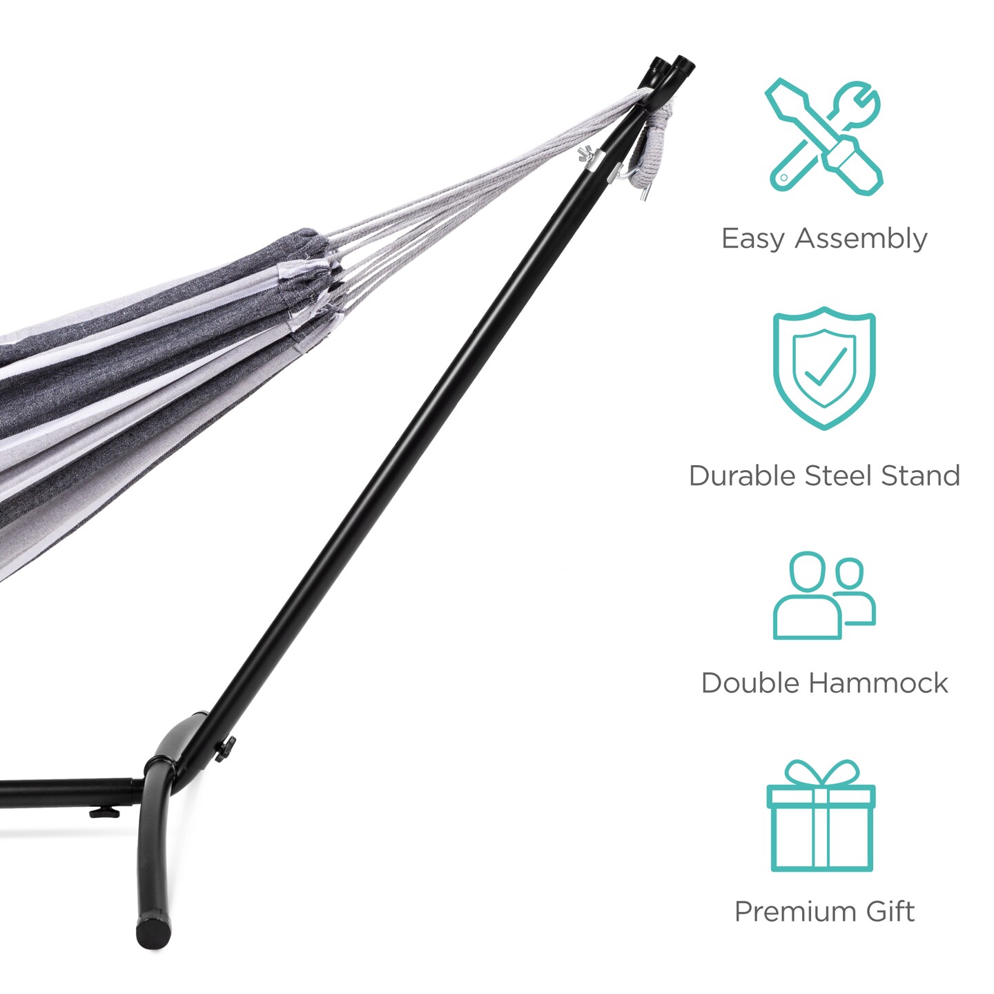 Best Choice Products 2-Person Brazilian-Style Cotton Double Hammock with Stand Set w/ Carrying Bag