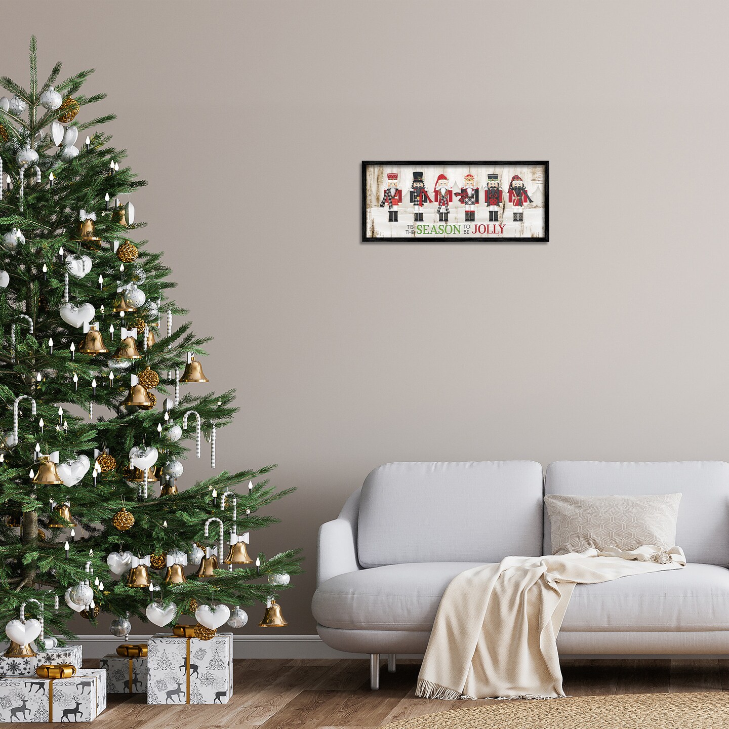 Stupell Industries Festive Phrase Winter Nutcrackers Framed Giclee Art