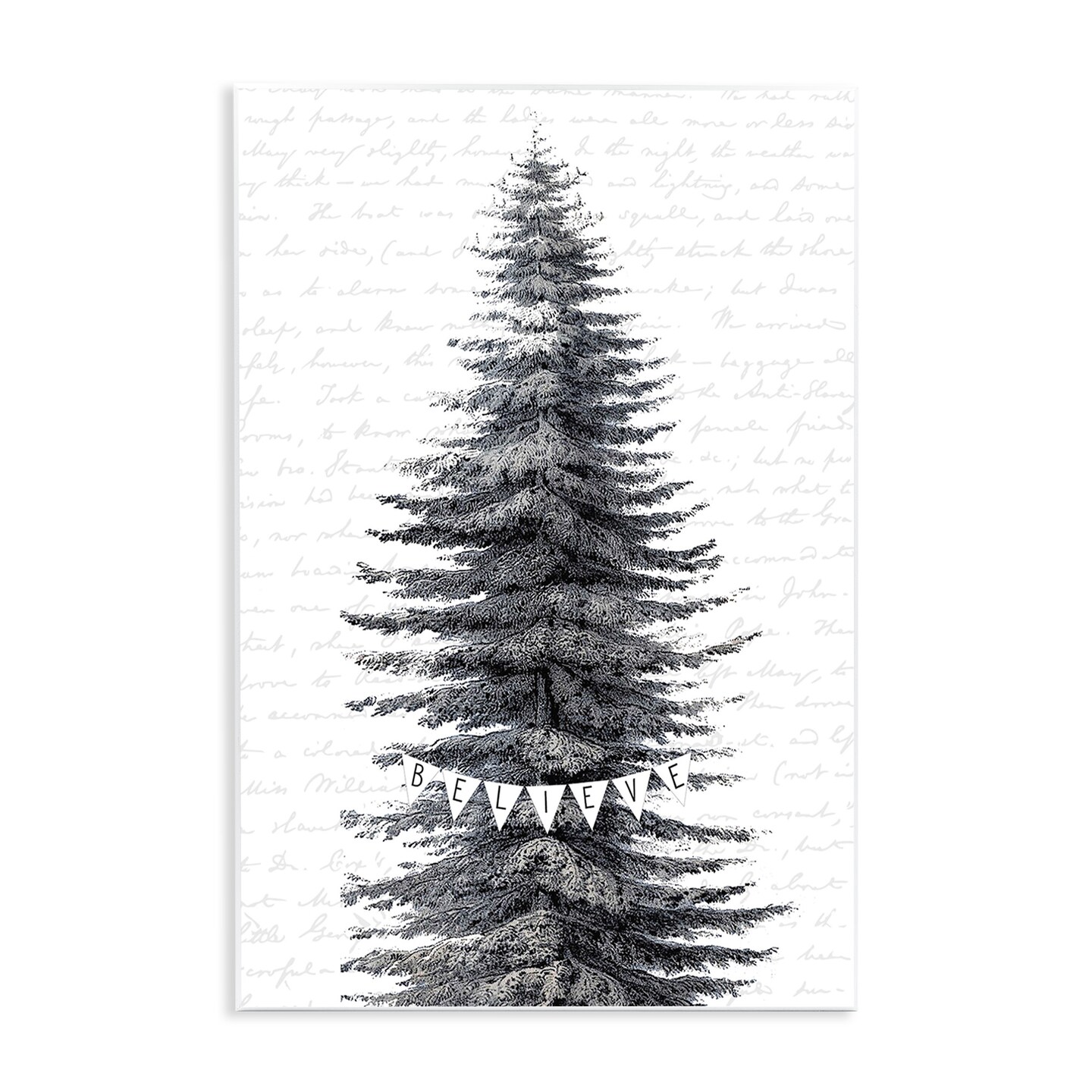 Stupell Industries Snow Dusted Christmas Tree Wall Plaque Art