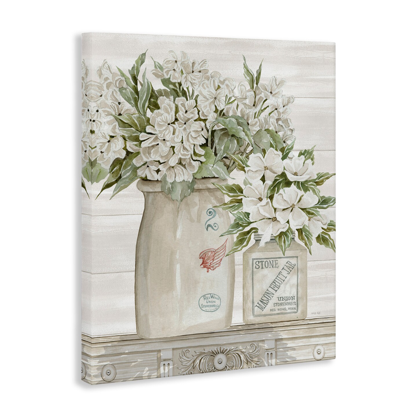 Stupell Industries Alluring White Floral Jars Canvas Wall Art