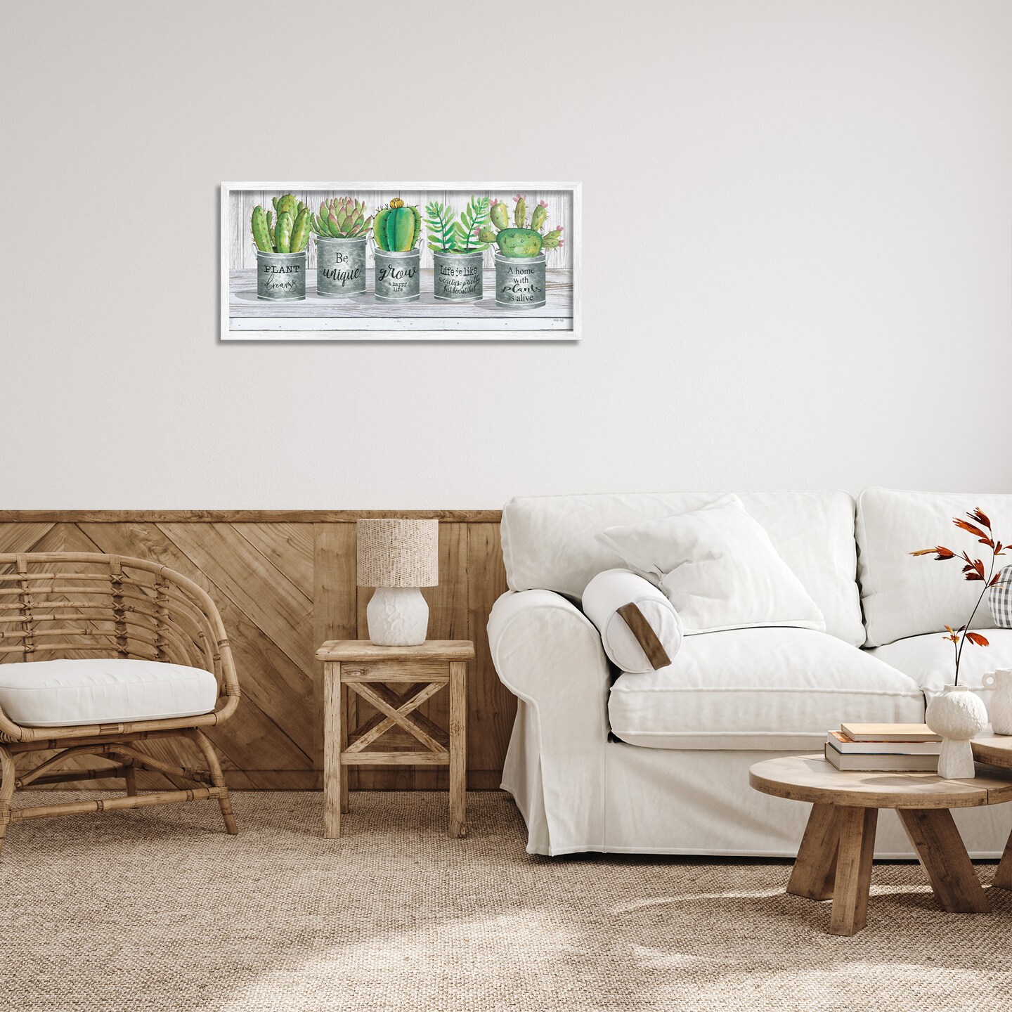 Stupell Industries Succulents with Plant Life Puns Framed Giclee Art