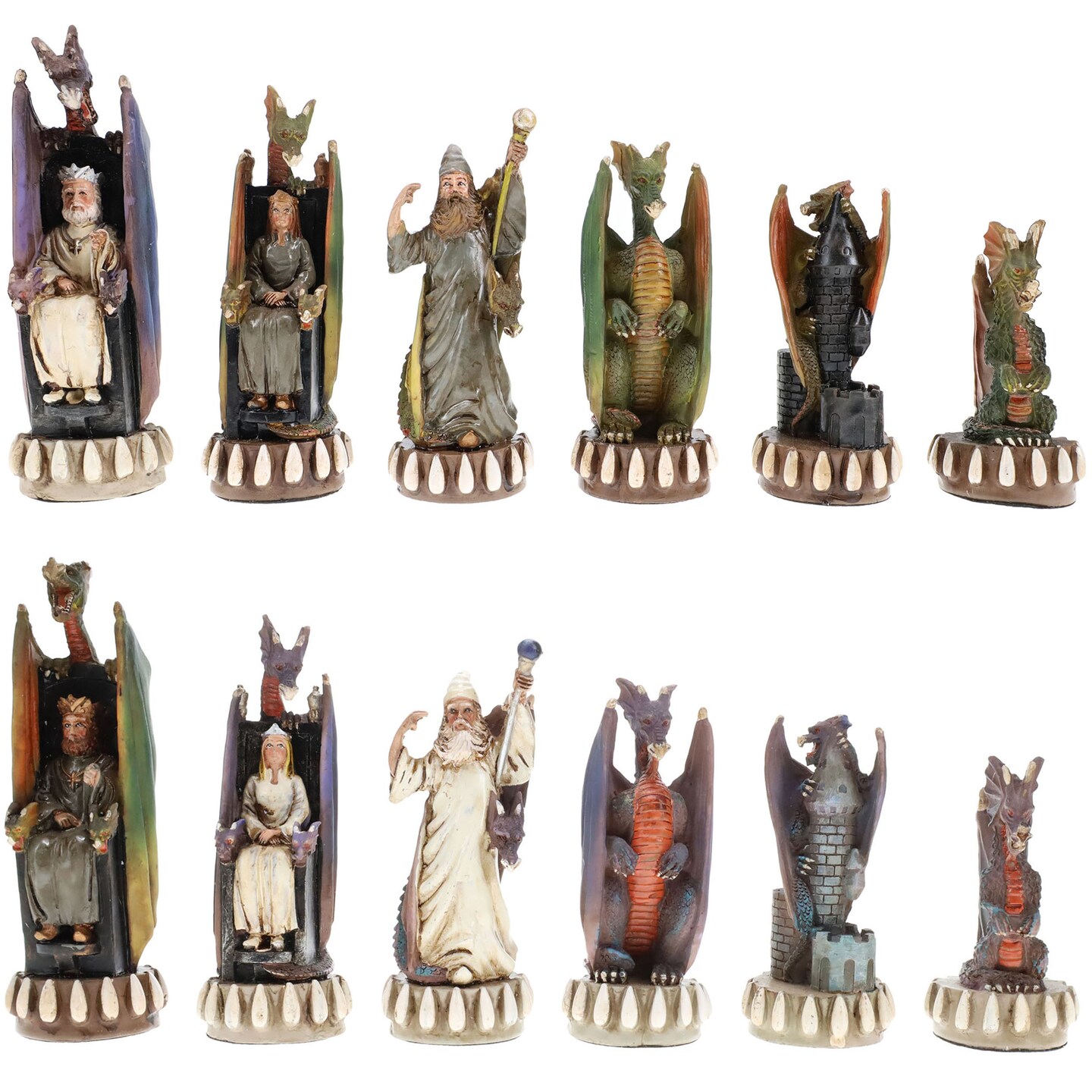 WE Games Hand Painted Dragon Themed Chess Pieces with 4.7 in. King.