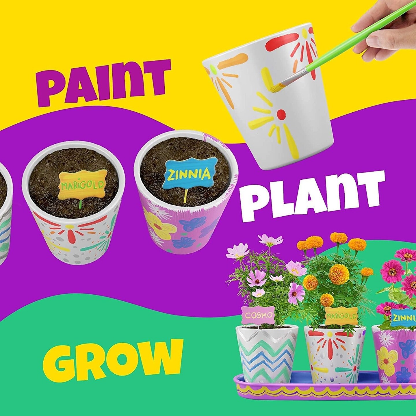 Paint &#x26; Plant Stoneware Flower Gardening Kit - Easter Gifts for Girls &#x26; Boys Ages 6-12 - Kids Arts &#x26; Crafts Project Birthday Gift, STEM Activity for Age 6, 7, 8, 9, 10, 11 &#x26; 12 Year Old Girl