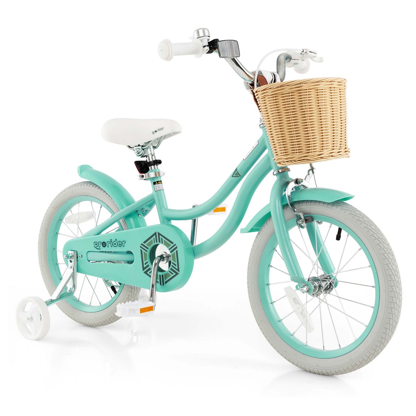 Prorider 16&#x22; Kid&#x2019;s Bike with Training Wheels Adjustable Handlebar Seat Handbrake Blue/Green/Pink