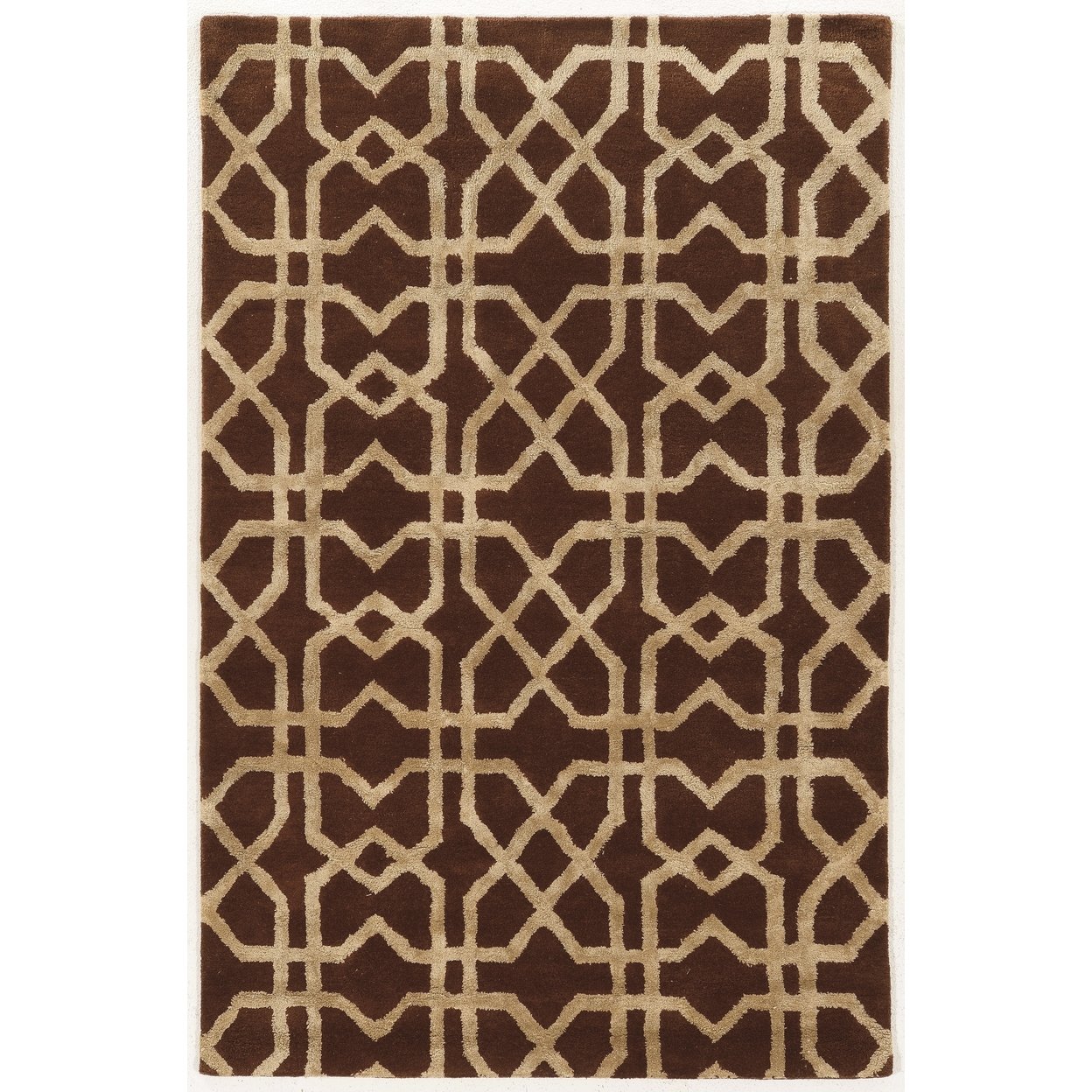 Aspire Wool Area Rug 5X8 Slate Brown Handtufted 100% Wool Abstract Design