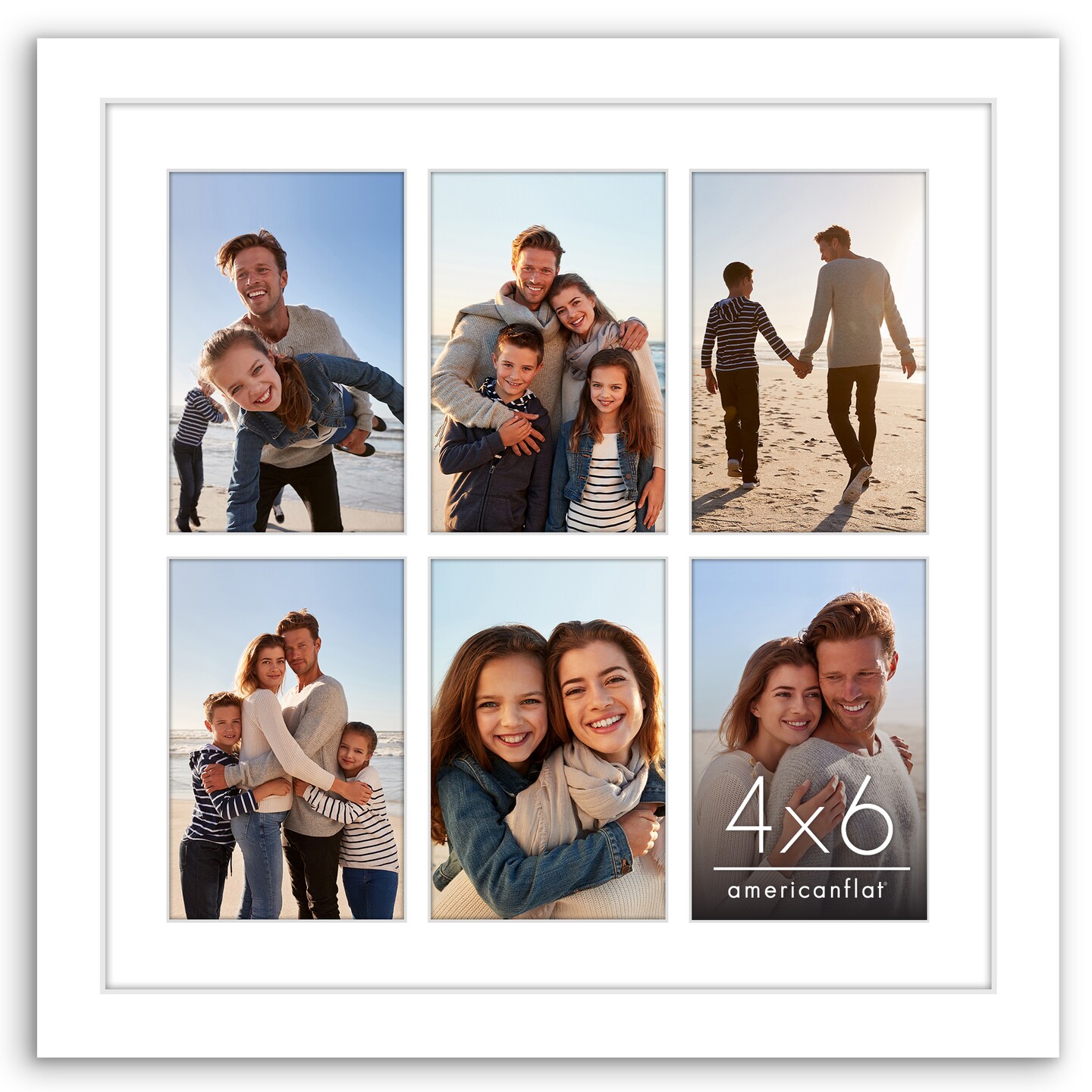 Americanflat 14x14 Collage Picture Frame - Fits Six 4x6 Photos or One 14x14 Photo