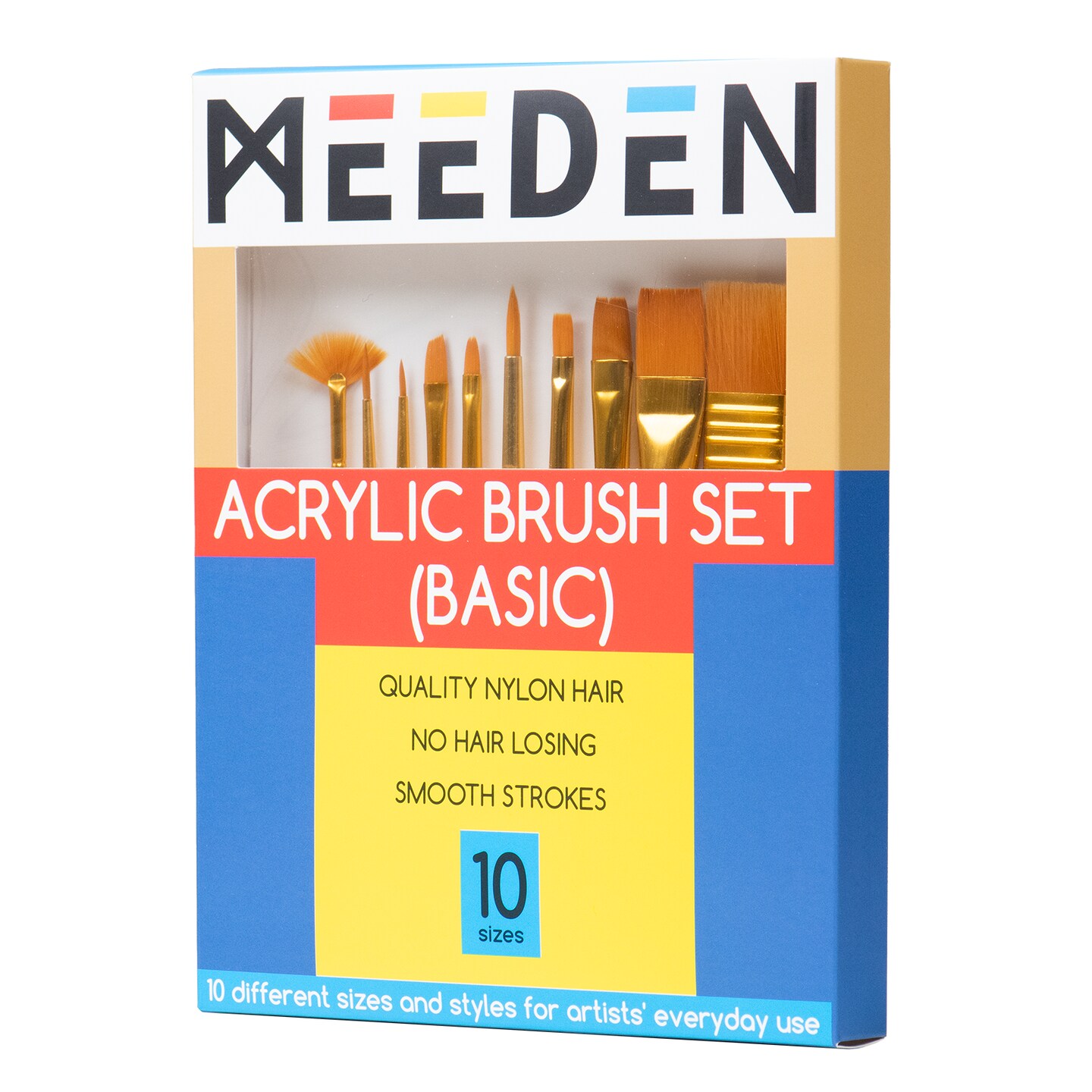 MEEDEN Acrylic Paint Brushes -10 Pcs Paint Brushes for Acrylic Painting - Watercolor Brushes with Soft Nylon Hair - Artist Paint Brushes for Acrylic and Gouache Painting