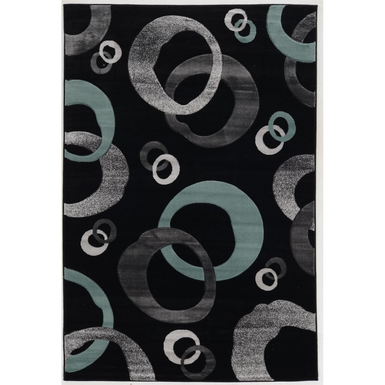 Milan Barnet Black Rug 5X7.7 Transitional Abstract Design 100% Polypropylene