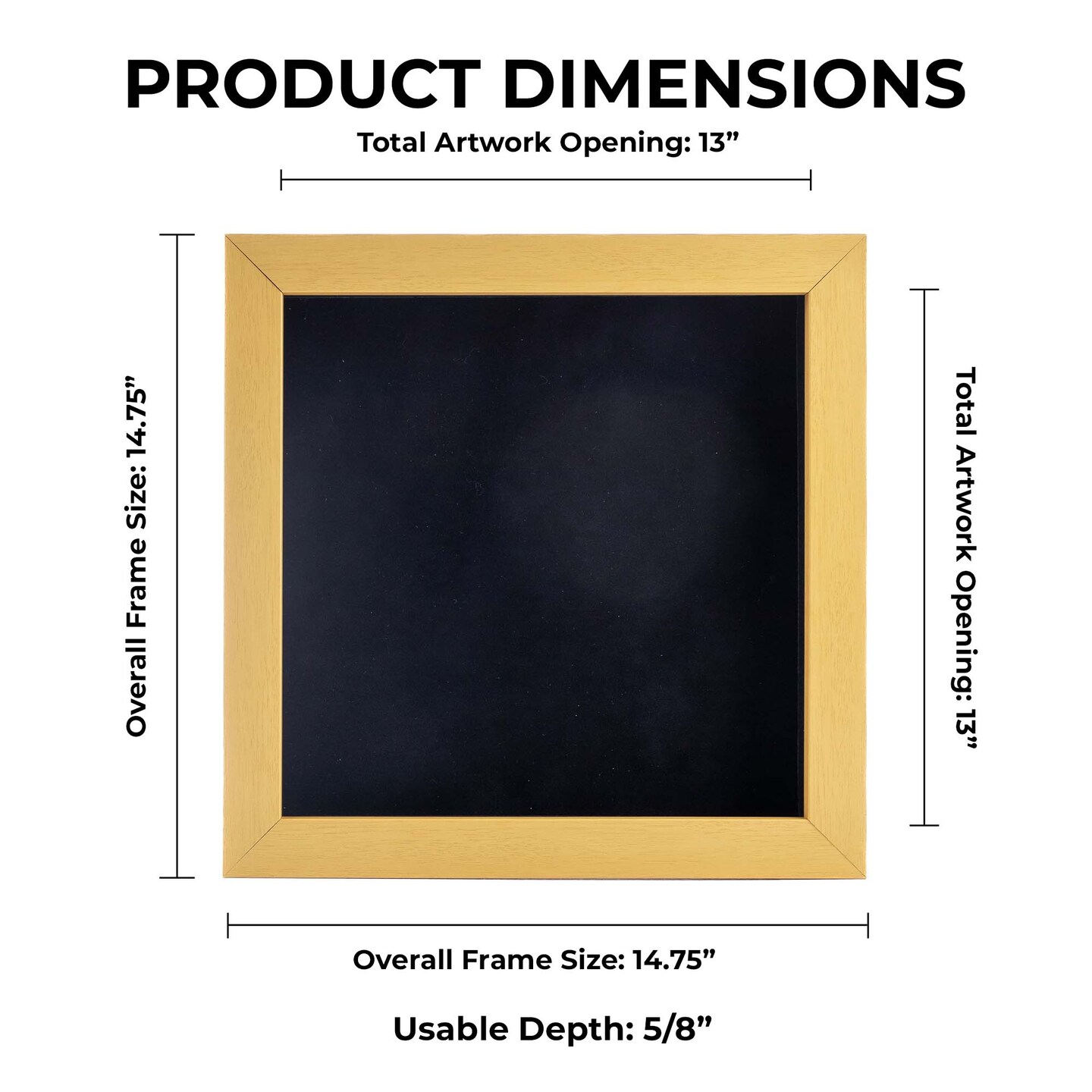 Classic Natural Wood Shadow Box Frame with Acrylic Front - Black Suede Backing, 30 Sizes