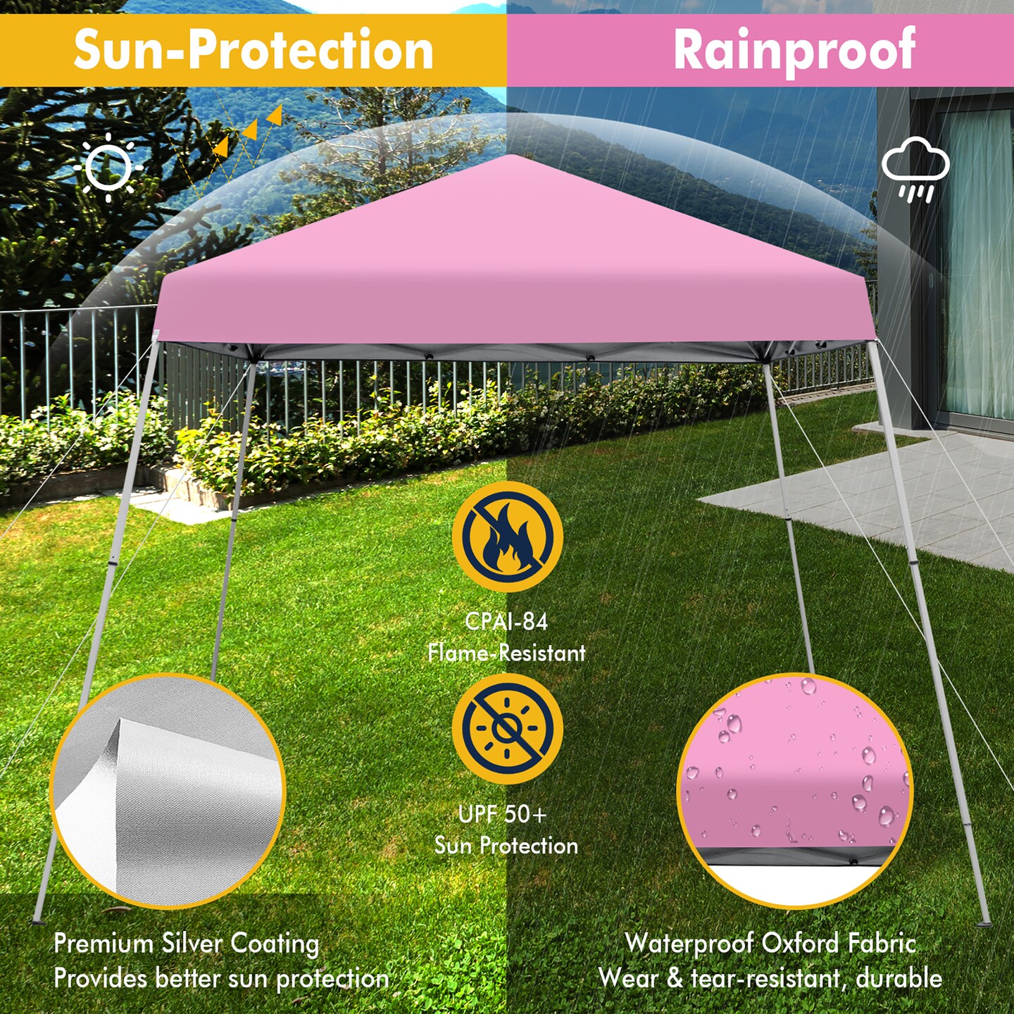 Costway 10x10ft Patio Outdoor Instant Pop-up Canopy Slanted Leg UPF50+ Sun Shelter