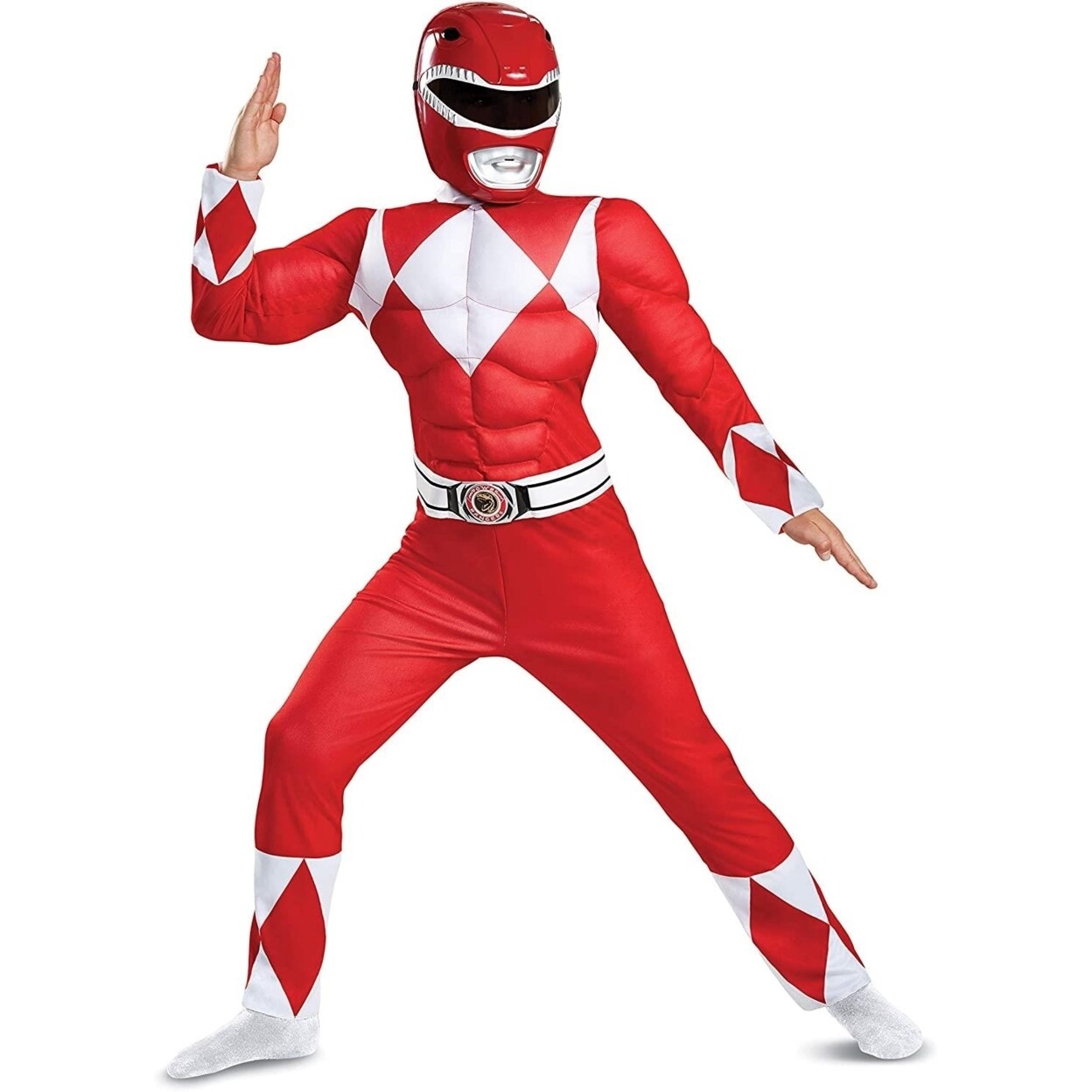 Red Power Ranger Muscle Boys Size Xl 14 16 Mighty Morphin Sabin Disguise