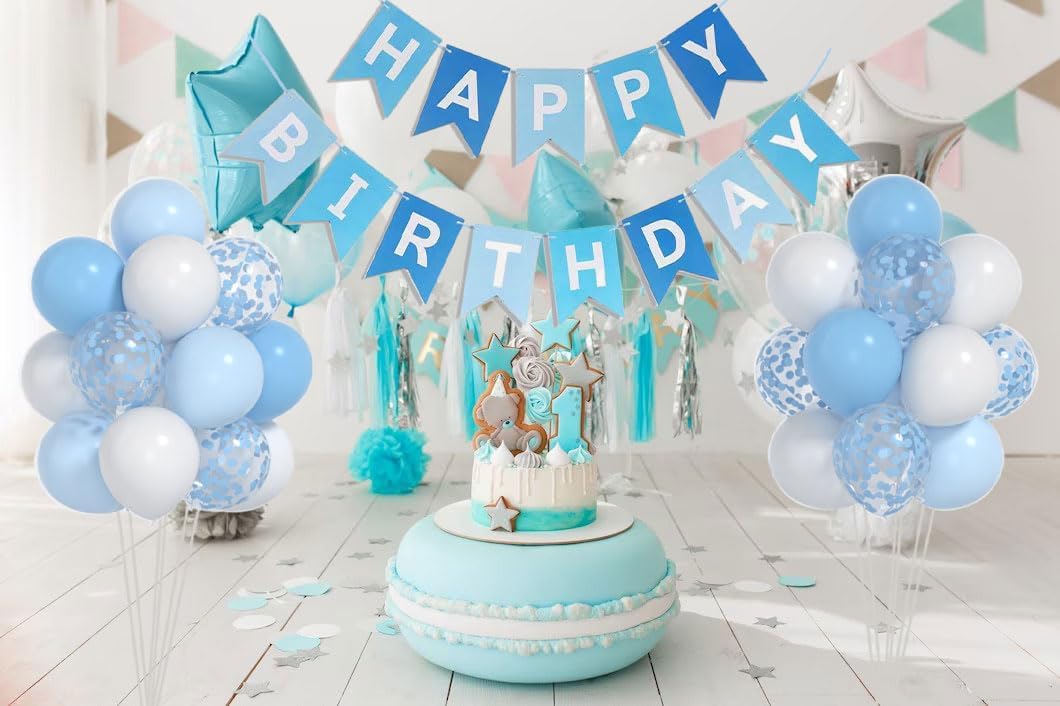 Baby Blue White Balloons And 40inch 1 Balloon (Blue)