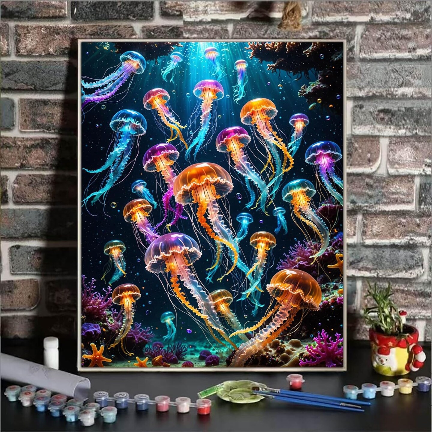 Paint By Numbers Kit For Adults Beginner, Colourful Jellyfish Adult Paint By Number Kits On Canvas Ocean Animal Adults&#x27; Paint-By-Number Kits Diy Oil Painting Kits For Gift Home Wall Decor 16x20 Inch