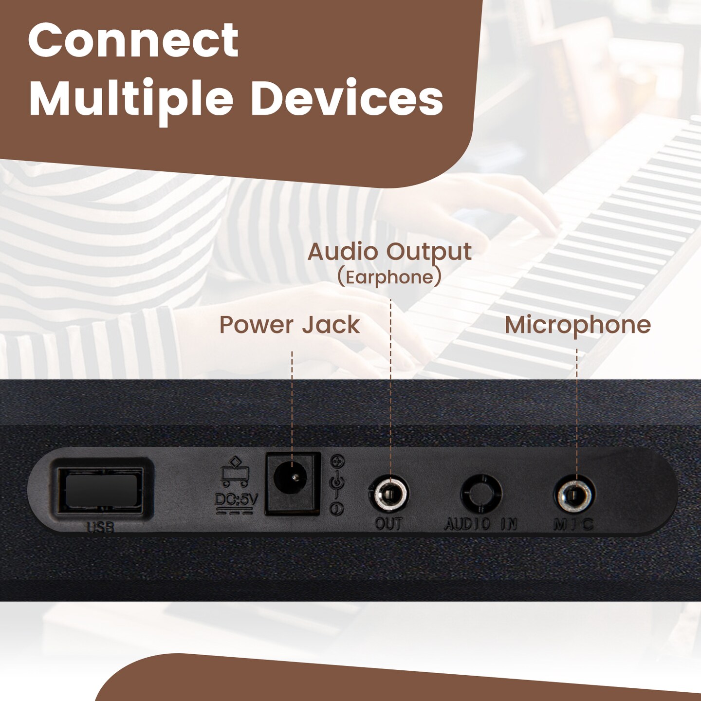 Black Electric 61-Key Keyboard Piano with Microphone, Power Adapter, and Accessories