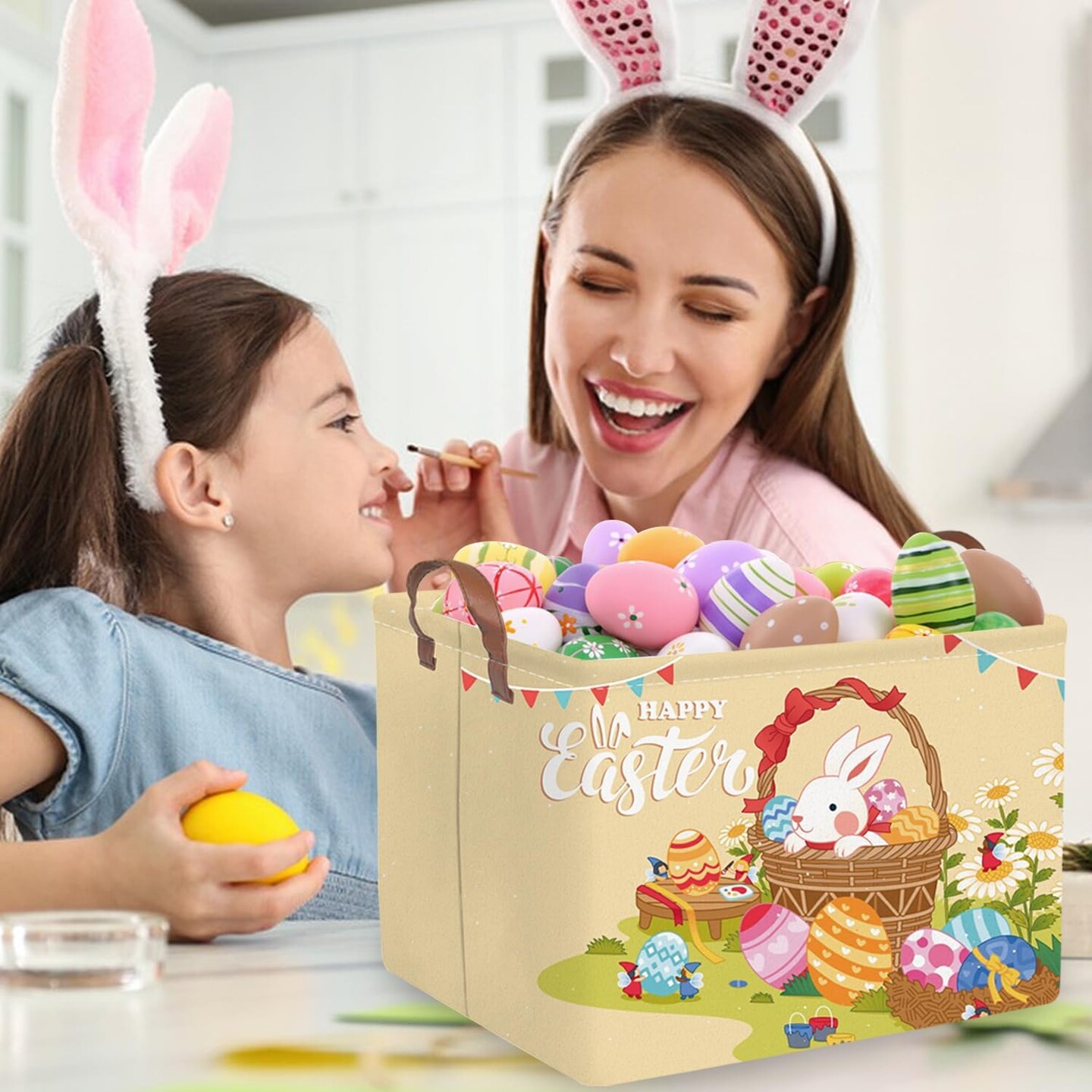 Easter Rectangular Easter basket, Easter gift basket, Nursery Hamper, Collapsible waterproof baby toy storage box for Kids,Toy Organizer,Easter Home Decor,Gift Baskets