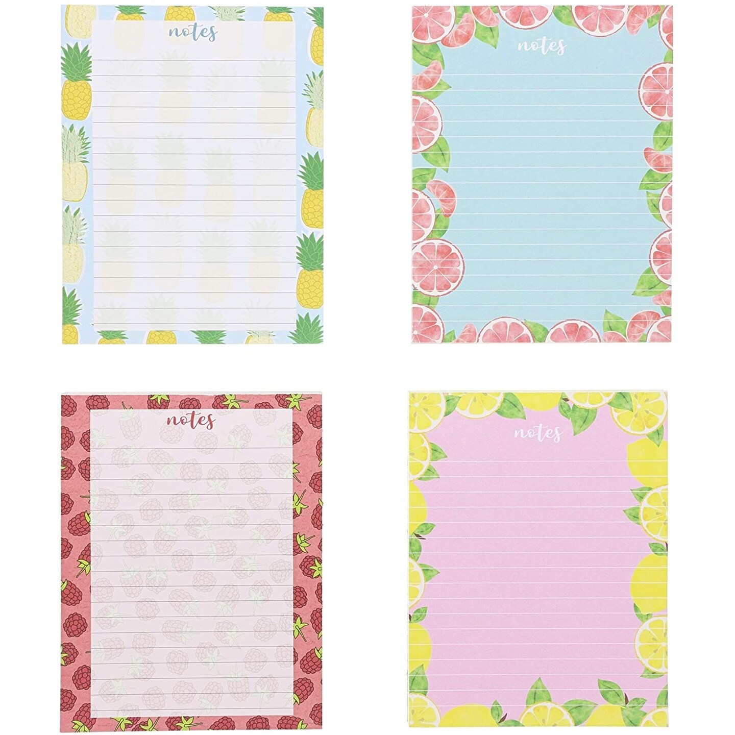 4 Pack Notepads Memo Lined To Do Tasks with Cute Fruit Design, Small 4.25x5.5