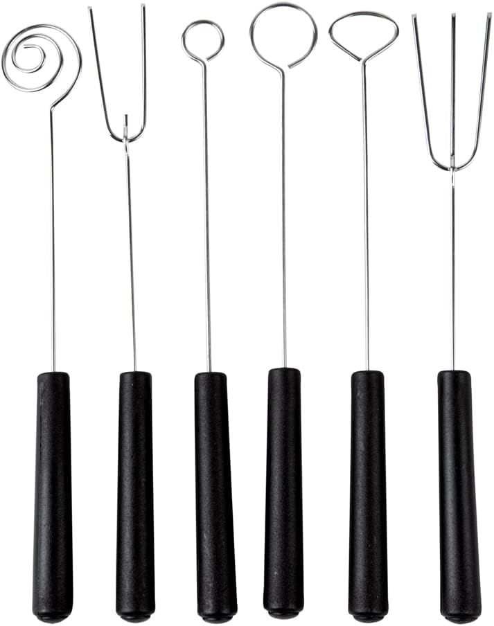 Chocolate Dipping Tool Set 1 Durable Candy Dipping Set - 6 Different Shapes Dishwashable Stainless Steel Dipping Fork Set With PP Handle For Truffles And Pralines