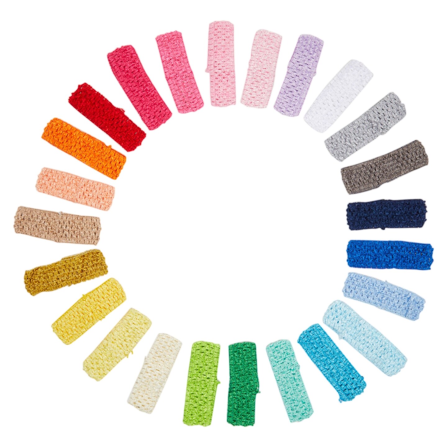 24 Pack Crochet Headbands for Kids, Teens, Hair Accessories for Girls, 24 Assorted Colors (1.6 x 5.6 In)