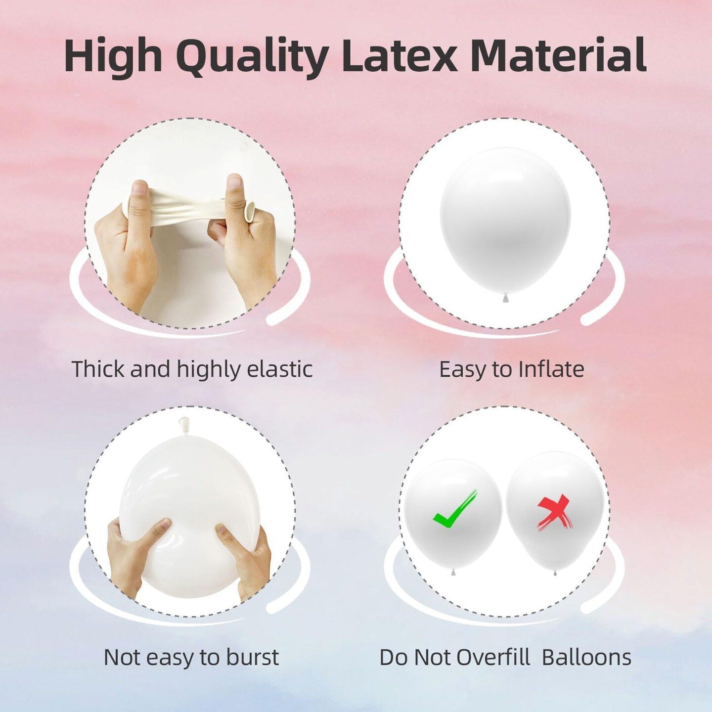 135pcs White Balloons Different Sizes 18&#x22; 12&#x22; 10&#x22; 5&#x22; White Latex Balloon Garland Arch Kit for Boys Girls Birthday Baby Shower Wedding Anniversary Graduation Party Decorations (03-White)