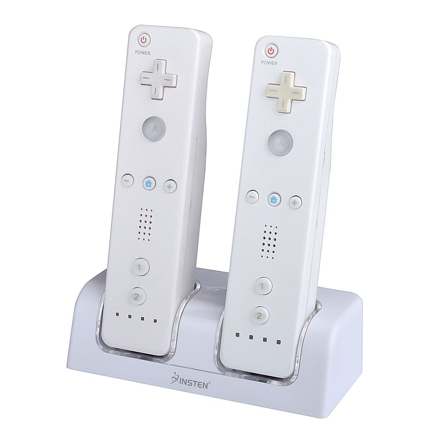 For Nintendo Wii Controller &#x26; Wii U Remote - Dual Charger Charging Dock with 2x Rechargeable 2800 mAh Battery, White