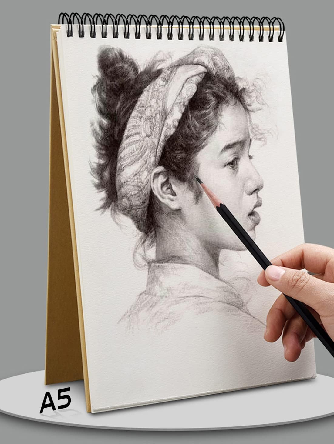 A5 (8.3&#x22;x5.8&#x22;) Spiral Sketch Book, Sketchbook for Drawing and Sketching, 30 Sheets, 160gsm Paper, Vertical Sketch Pad